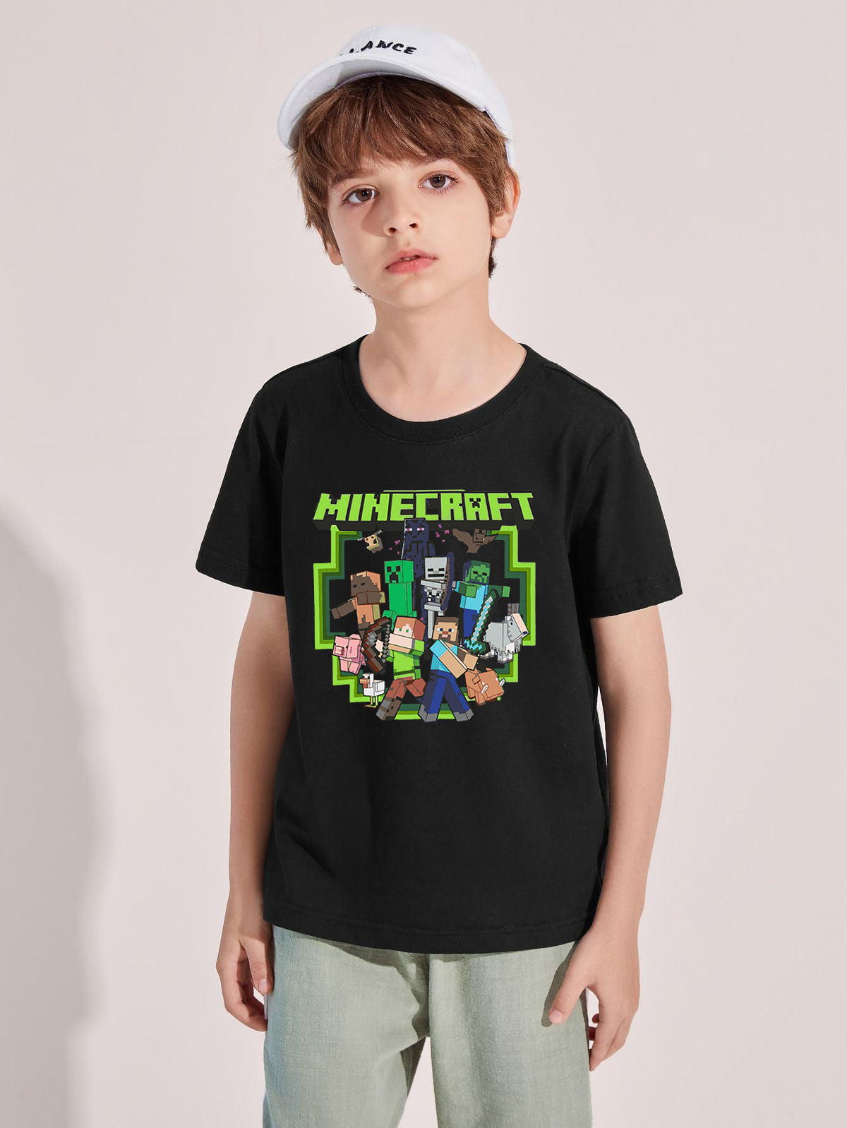 Детска тениска Minecraft band черна — свободна кройка | SatModa