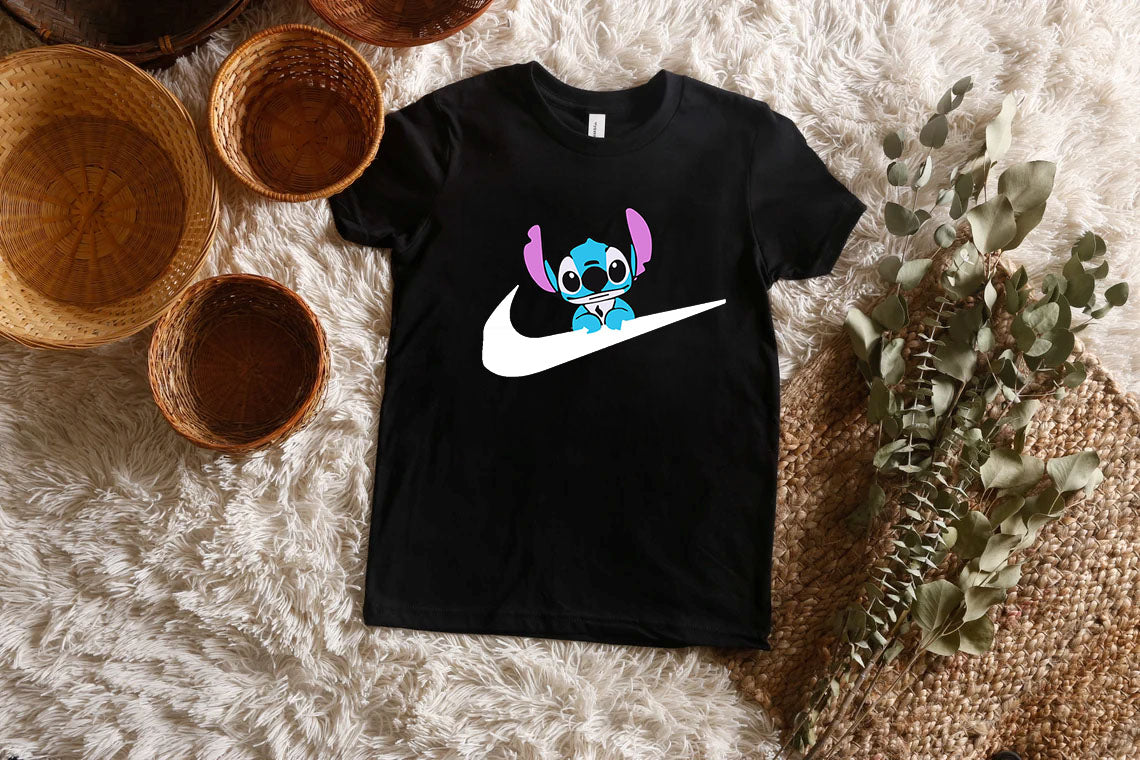 Детска тениска N*Stitch черна — 100% памук, размери 2-16г. | SatModa
