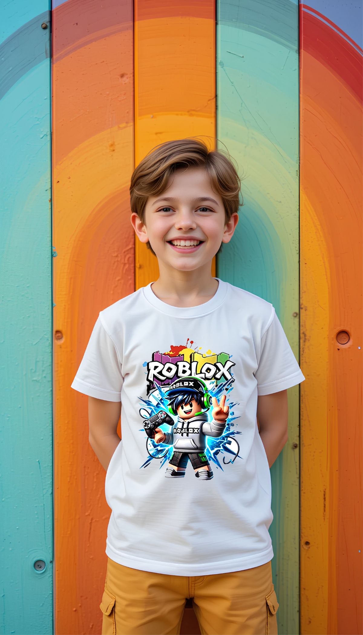 Детска тениска Roblox PS бяла — унисекс | SatModa