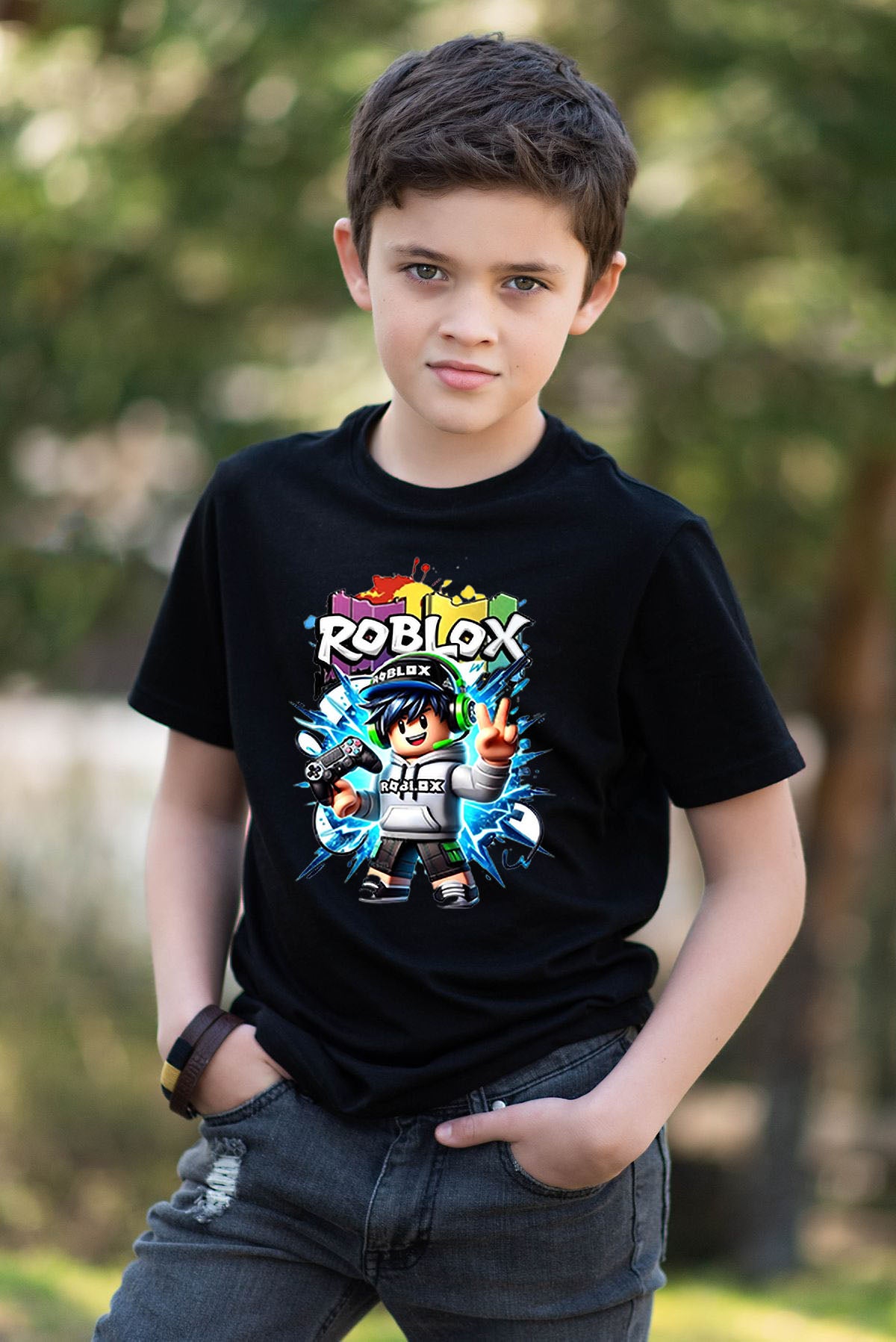 Детска тениска Roblox PS черна— унисекс | SatModa