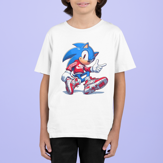 Детска тениска Sonic Cool бяла — свободна кройка | SatModa