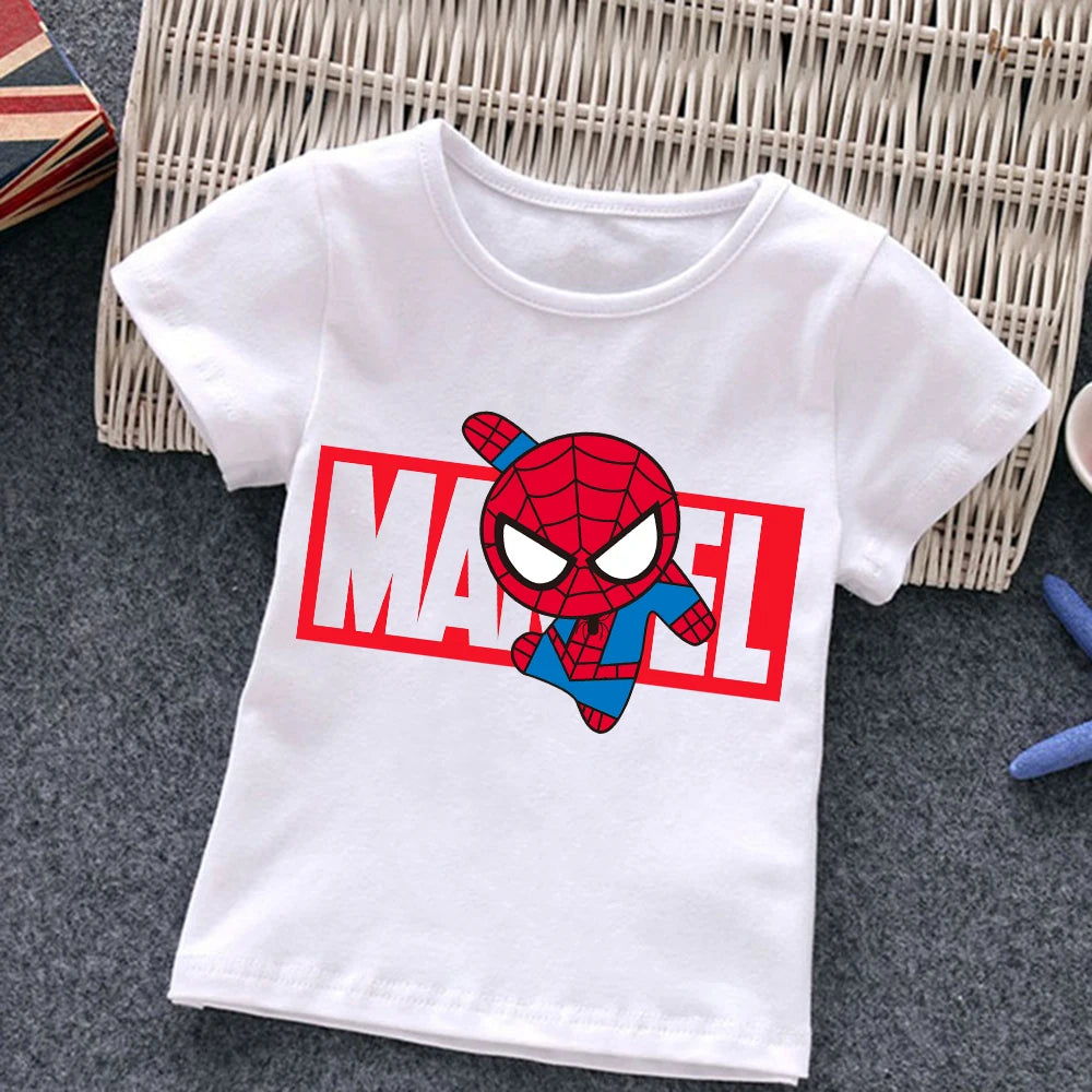 Детска тениска Spiderboy бяла — свободна кройка | SatModa