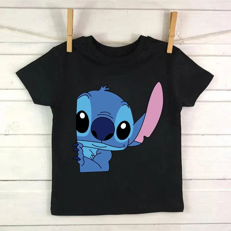 Детска тениска Stitch Hide черна — унисекс | SatModa