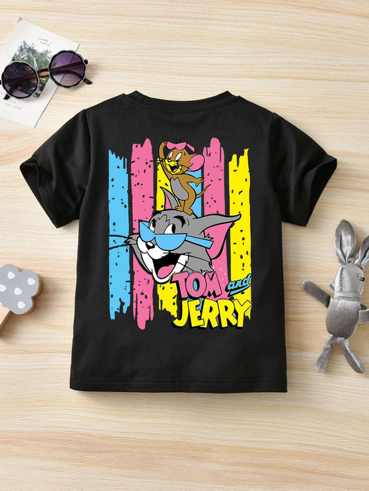Детска тениска Tom and Jerry черна — свободна кройка | SatModa

