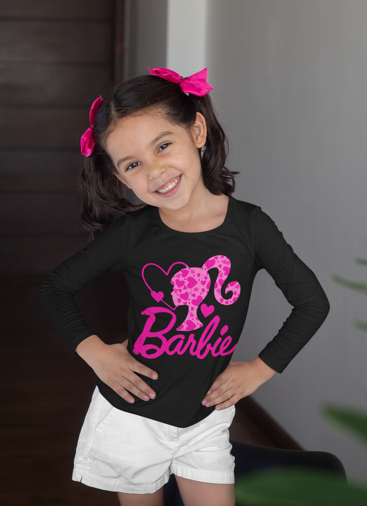 Детска блуза Barbie — черна, 100% памук, размери 3-4г. до 11-12г. | SatModa
