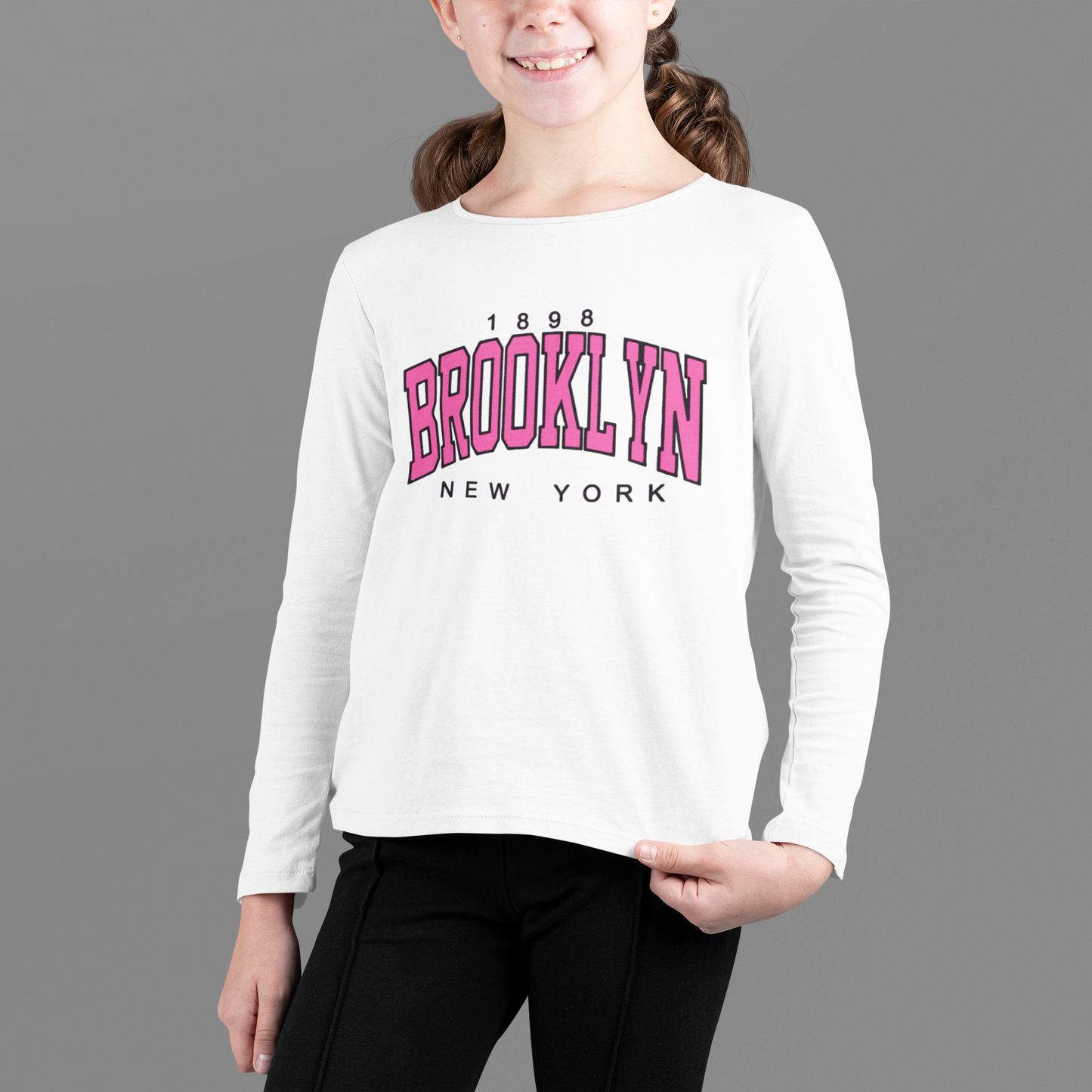 Детска блуза Brooklyn — бяла, 100% памук, размери 3-4г. до 11-12г. | SatModa
