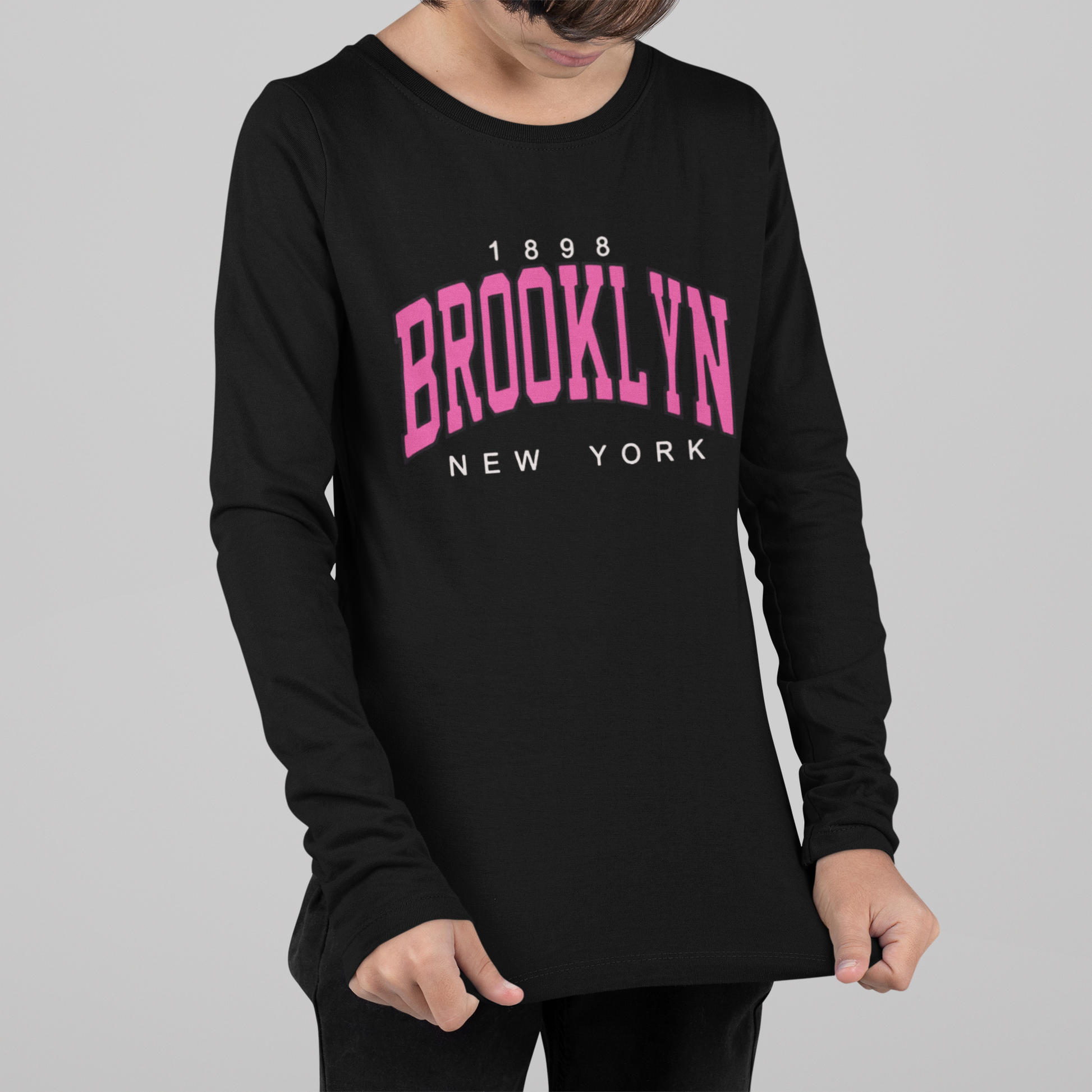 Детска блуза Brooklyn — черна, 100% памук, размери 3-4г. до 11-12г. | SatModa
