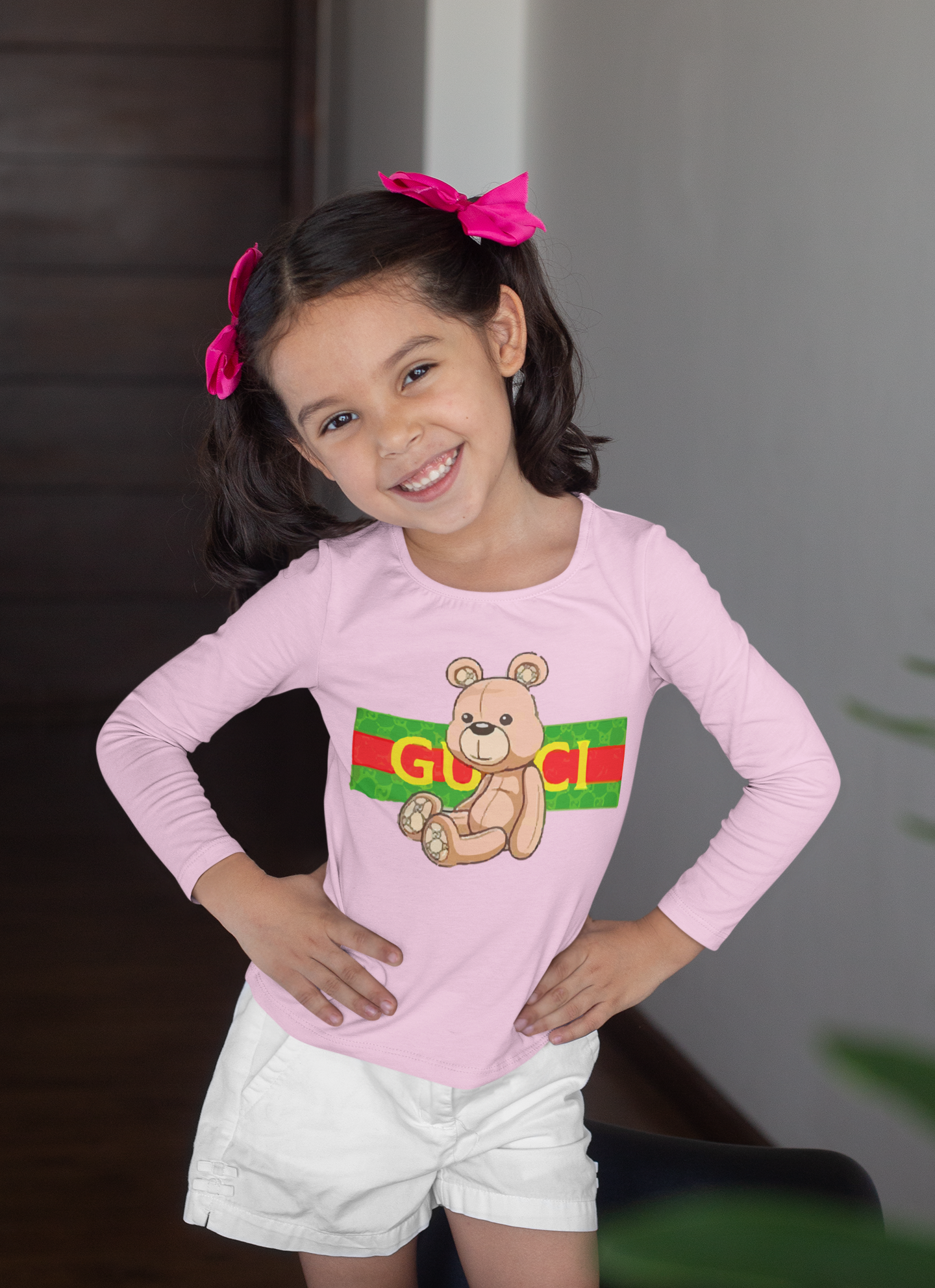 Детска блуза Gu Bear розова | SatModa
