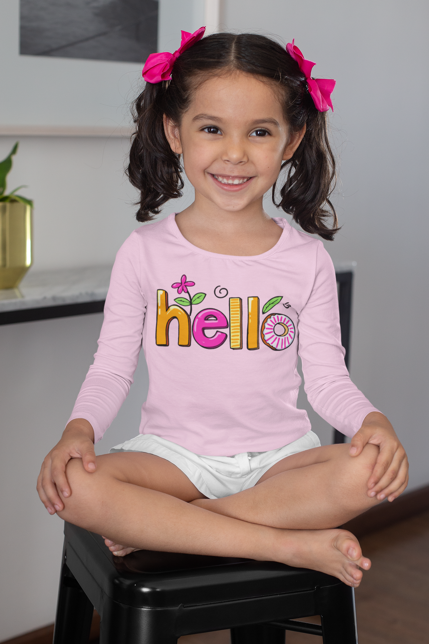 Детска блуза Hello Colors — розова, 100% памук, размери 3-4г. до 11-12г. | SatModa

