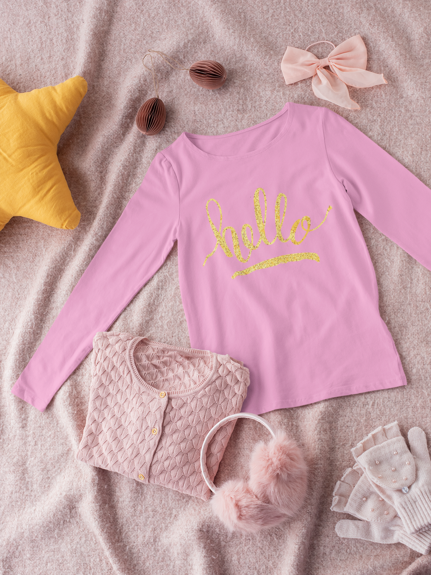 Детска блуза Hello — розова, 100% памук, размери 3-4г. до 11-12г. | SatModa