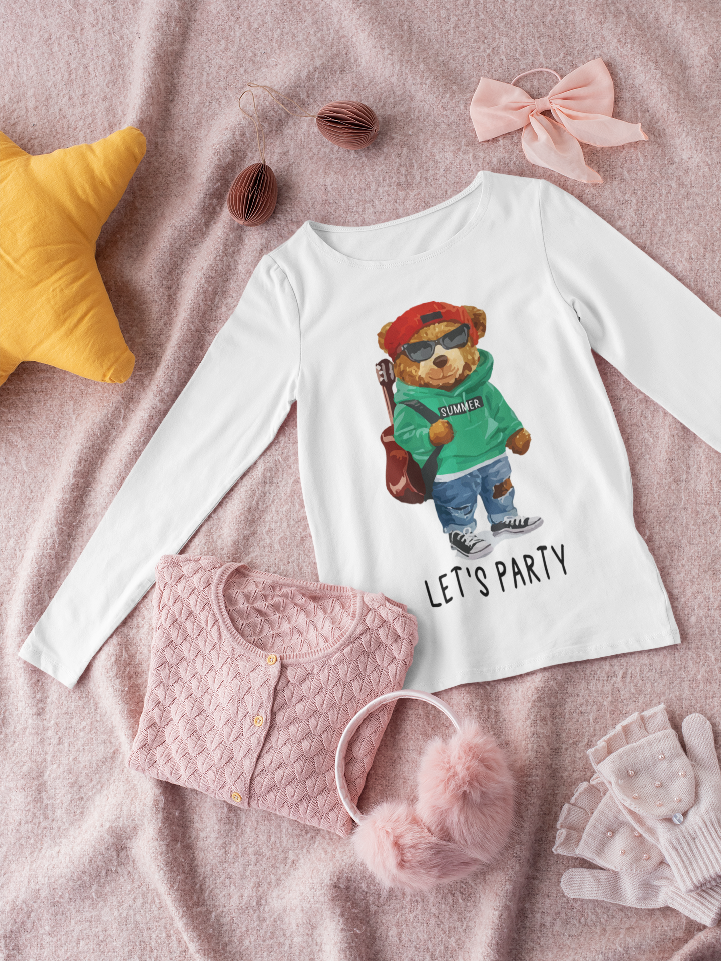 Детска блуза Lets Party — бяла, 100% памук, размери 3-4г. до 11-12г. | SatModa

