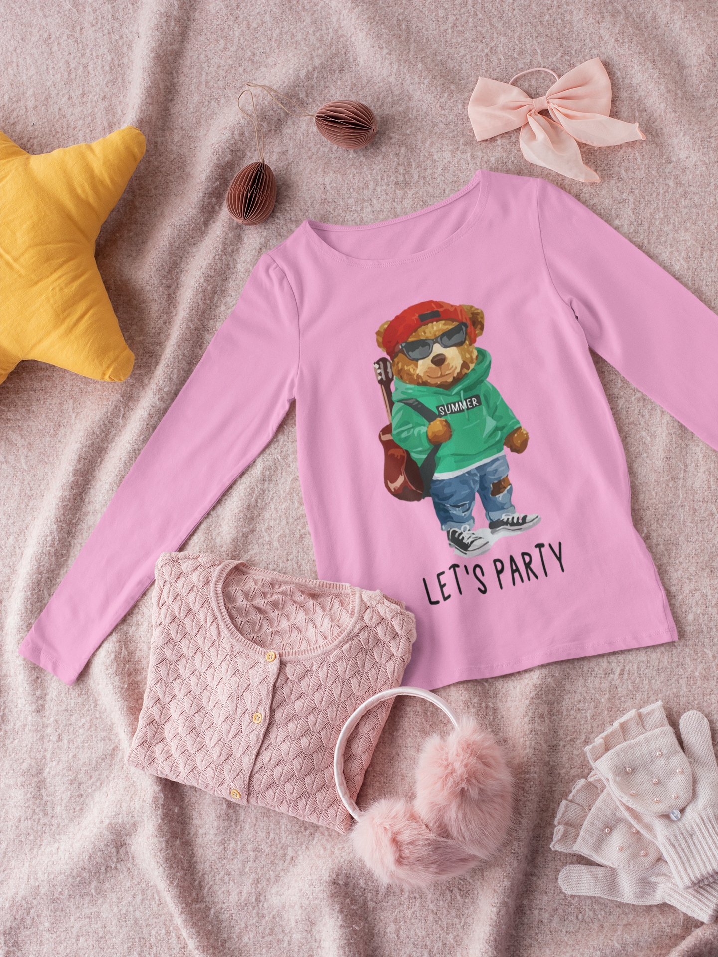 Детска блуза Lets Party — розова, 100% памук, размери 3-4г. до 11-12г. | SatModa
