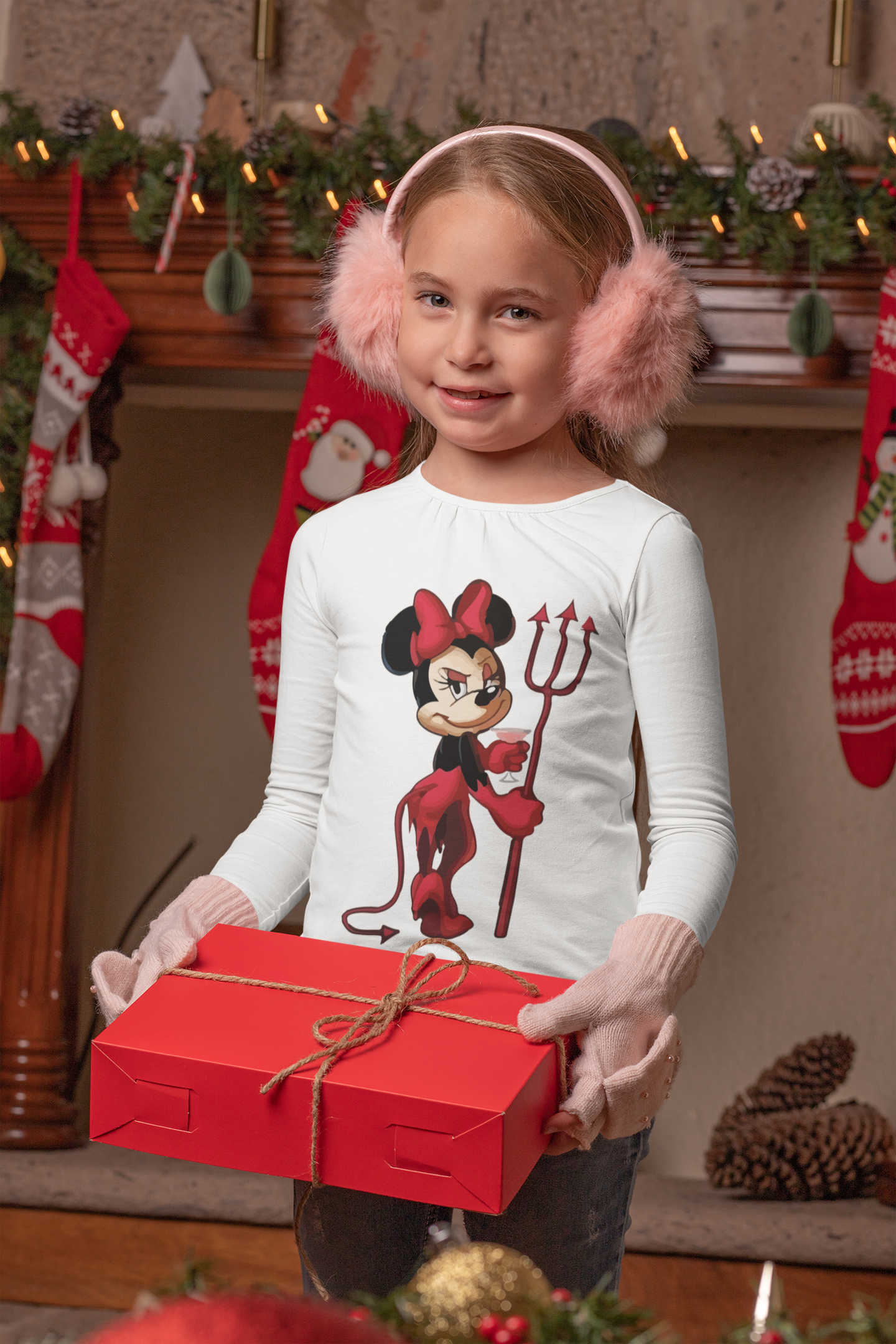 Детска блуза Minnie the Devil — бяла, 100% памук, размери 3-4г. до 11-12г. | SatModa
