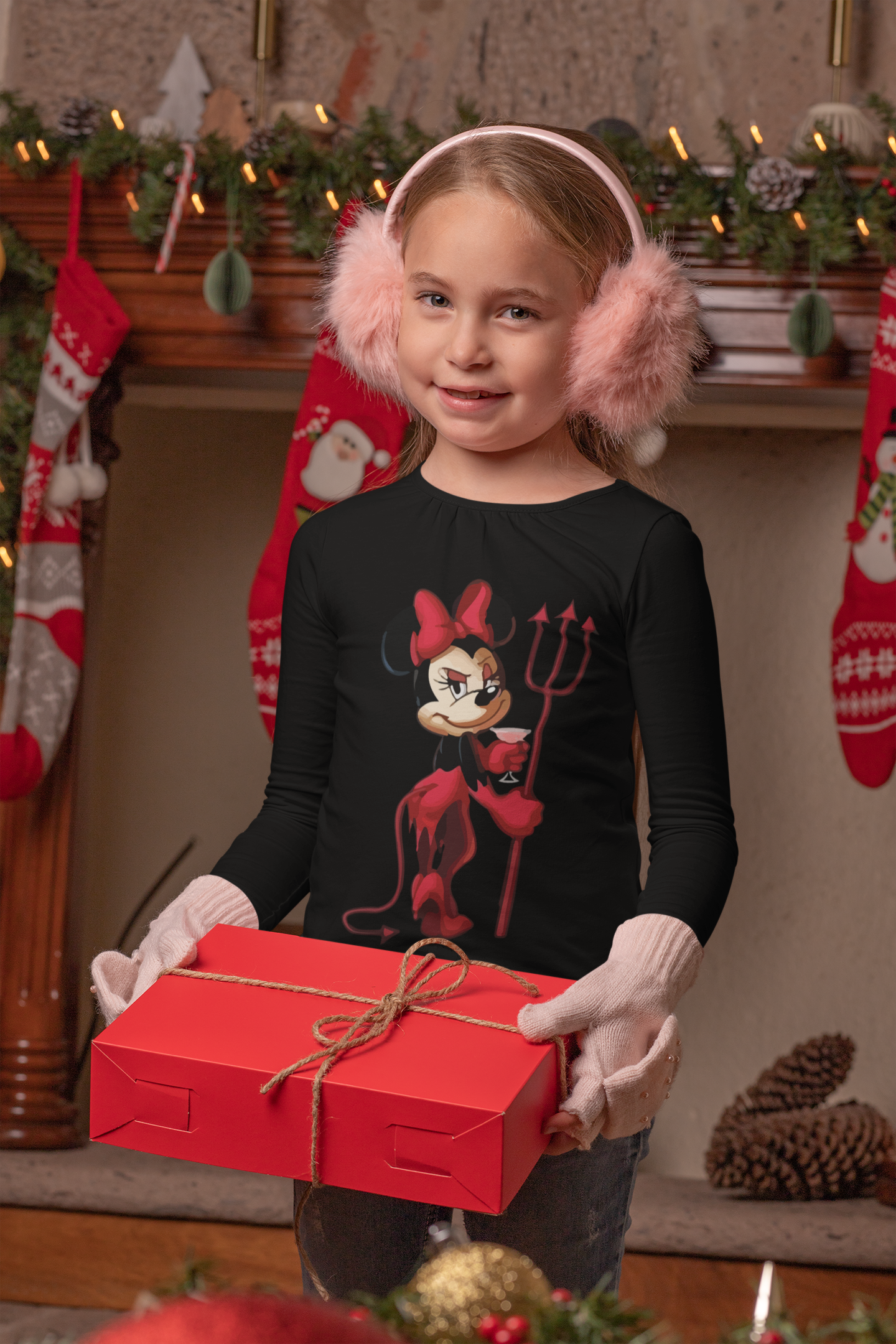 Детска блуза Minnie the Devil — черна, 100% памук, размери 3-4г. до 11-12г. | SatModa
