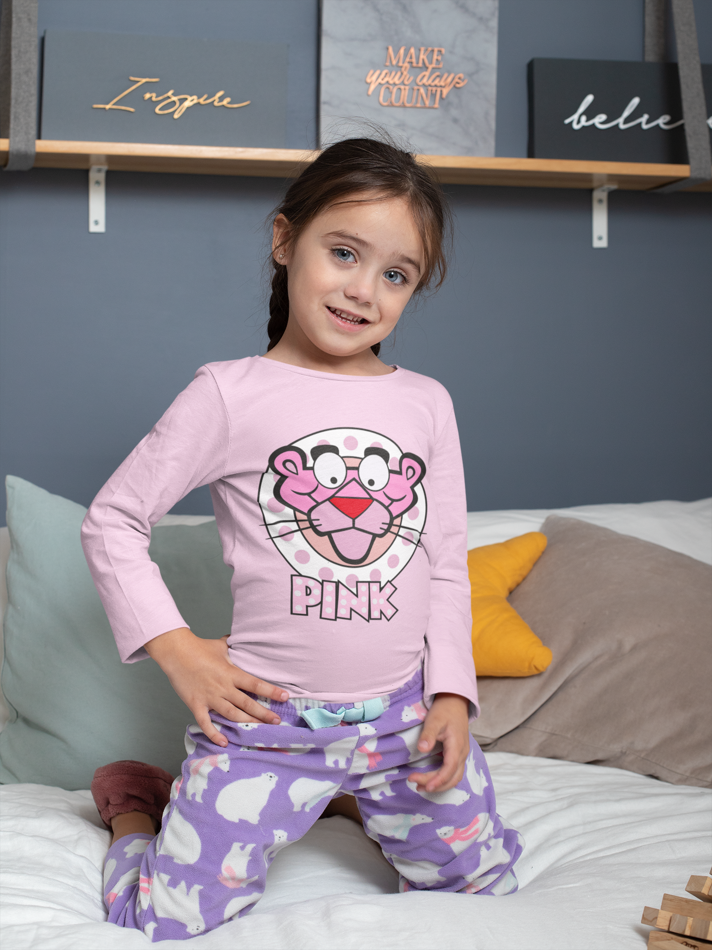 Детска блуза Pink — черна, 100% памук, размери 3-4г. до 11-12г. | SatModa
