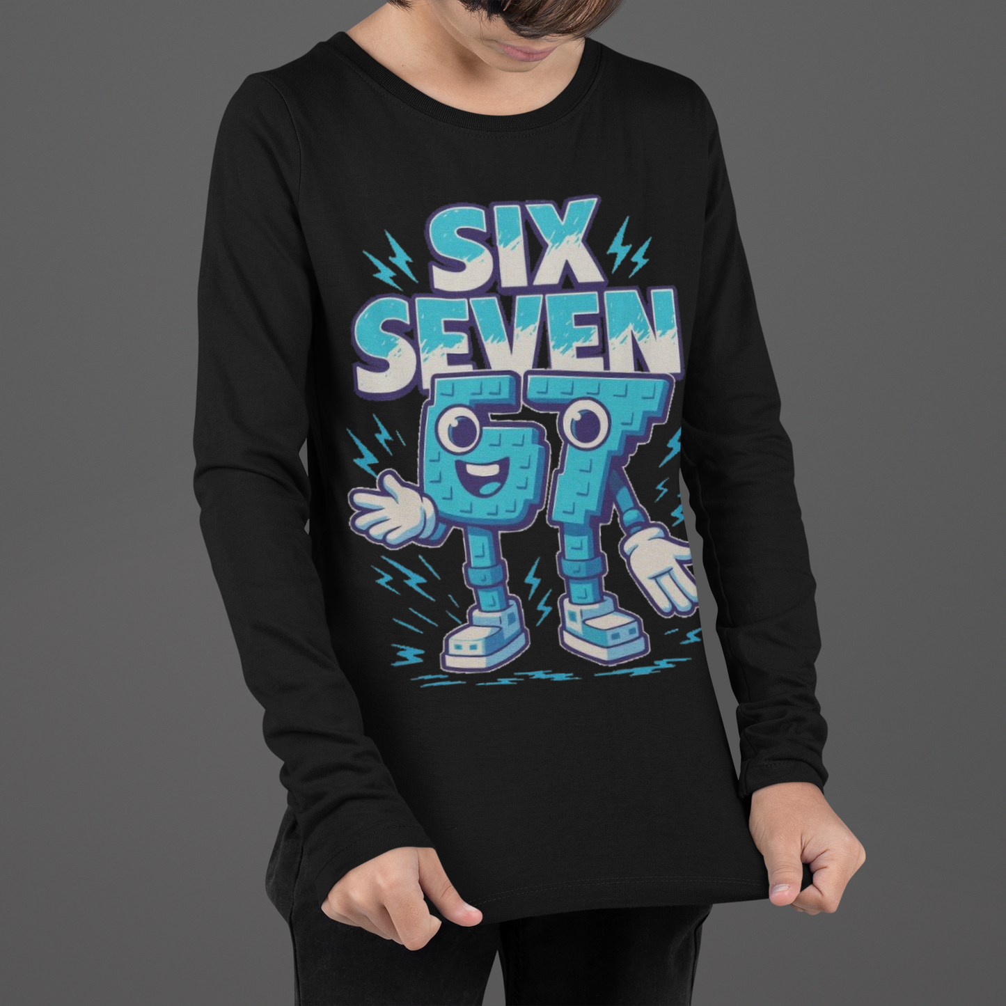 Детска блуза Six Seven — черна, 100% памук, размери 3-4г. до 11-12г. | SatModa
