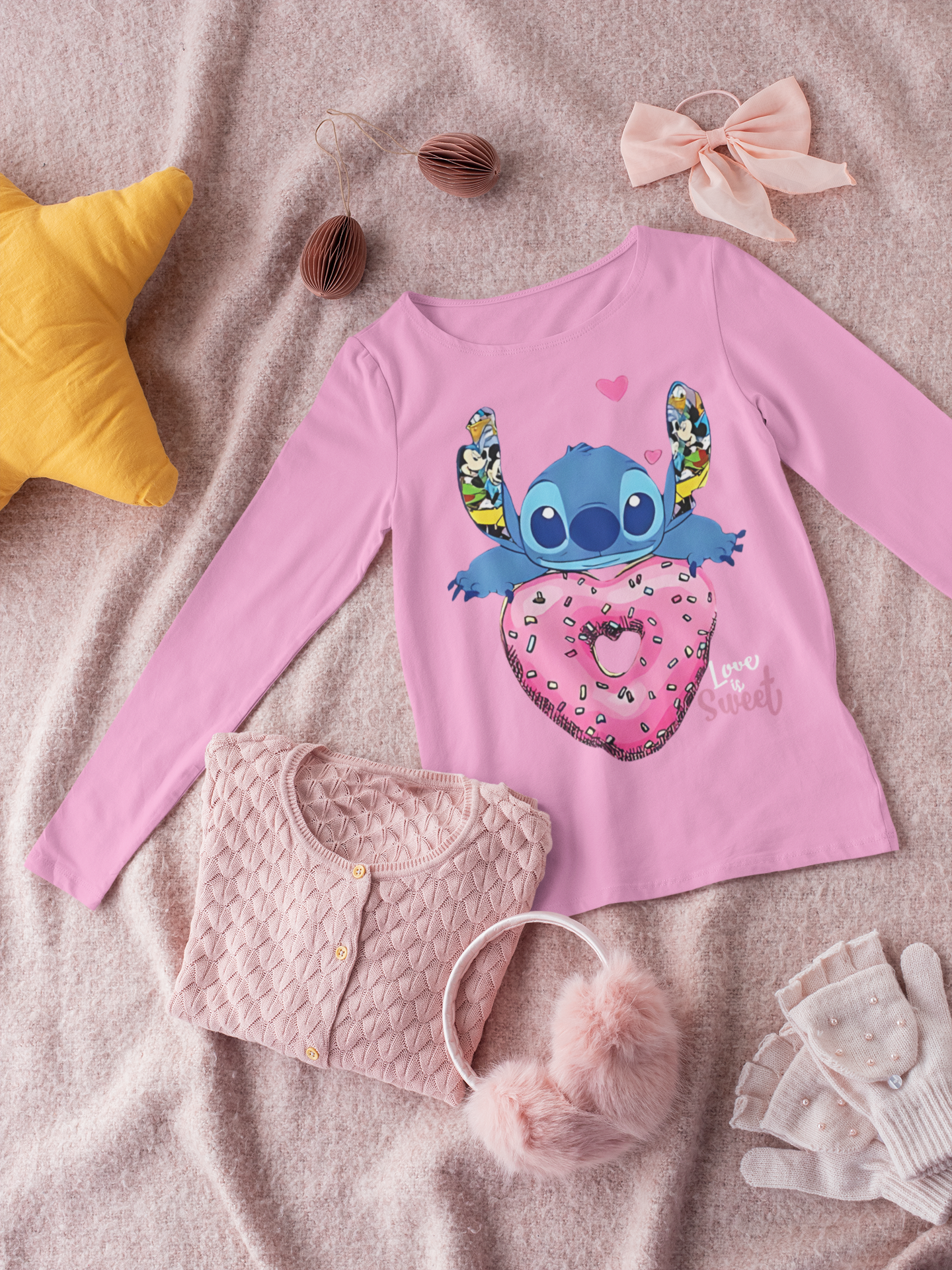 Детска блуза Stitch Sweet — розова, 100% памук, размери 3-4г. до 11-12г. | SatModa
