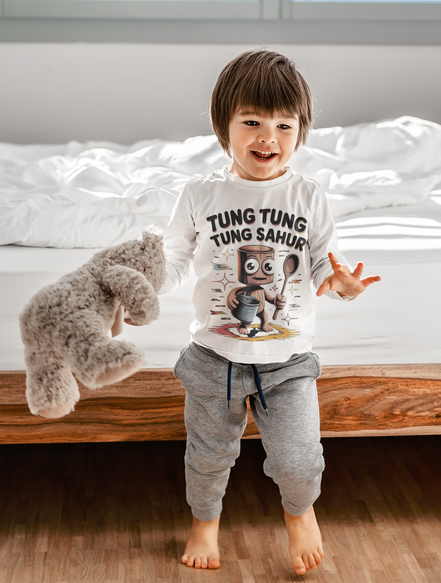 Детска блуза Tunktunk — бяла, 100% памук, размери 3-4г. до 11-12г. | SatModa
