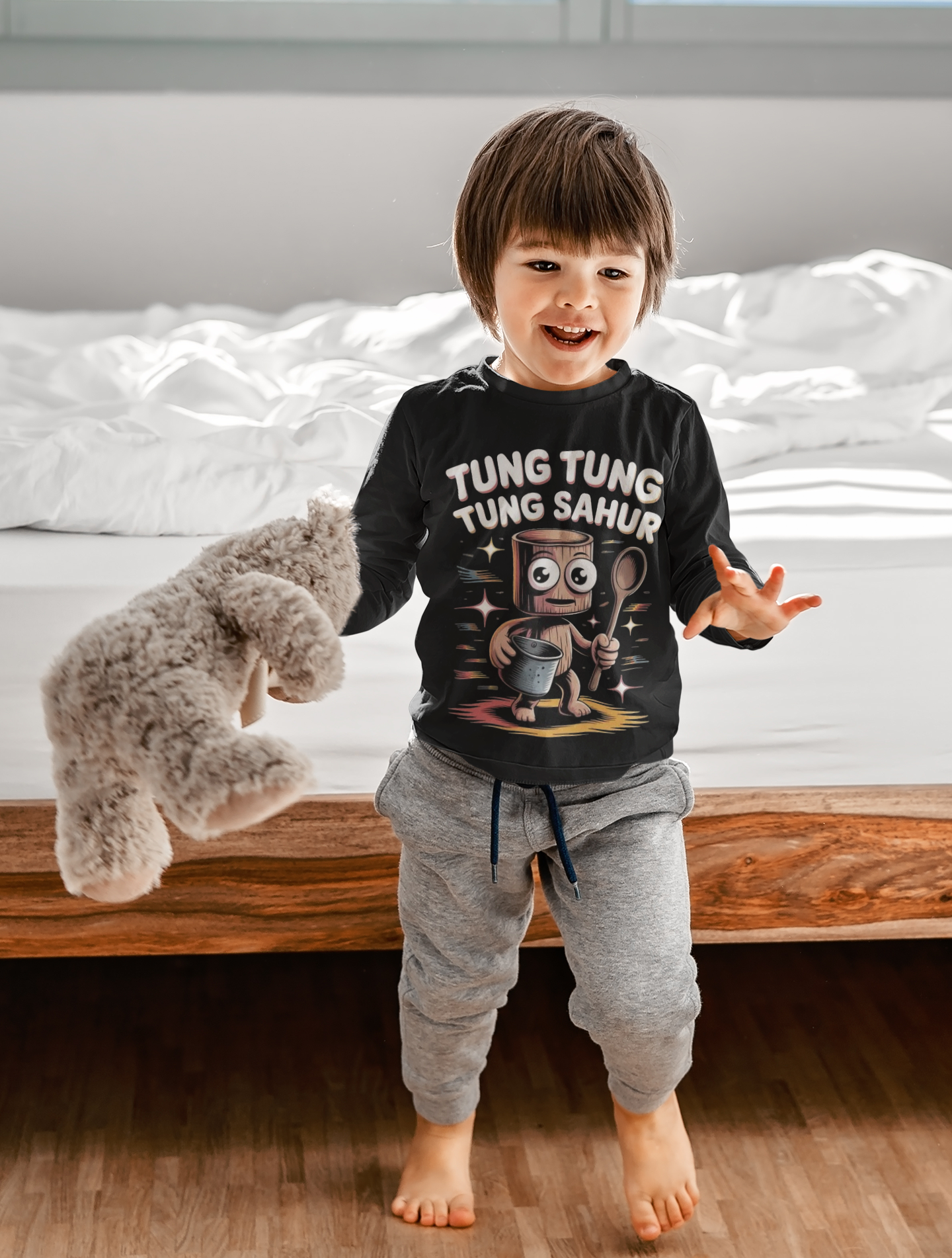 Детска блуза Tunktunk — черна, 100% памук, размери 3-4г. до 11-12г. | SatModa
