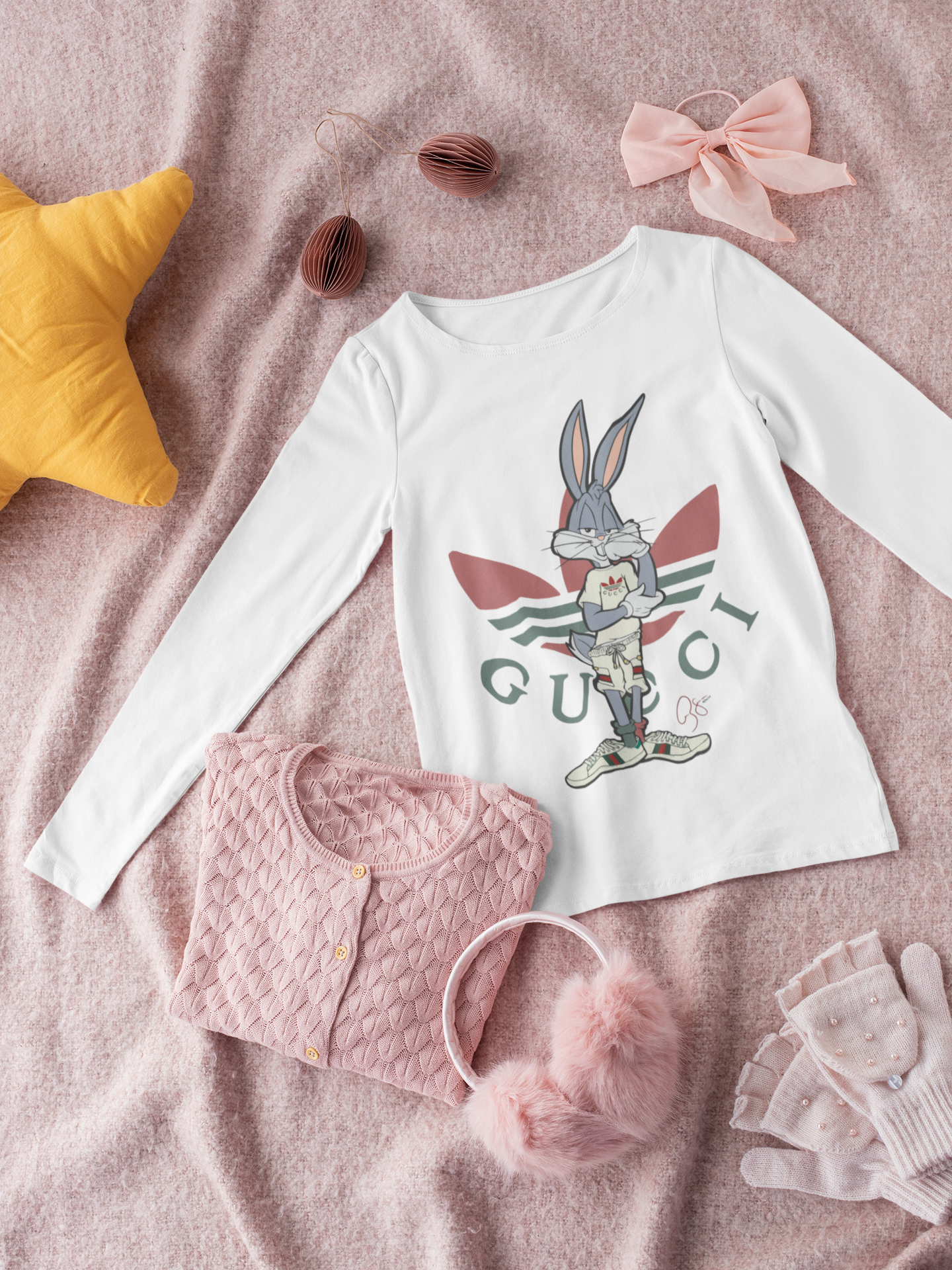 Детска блуза Young Buny — бяла, 100% памук, размери 3-4г. до 11-12г. | SatModa
