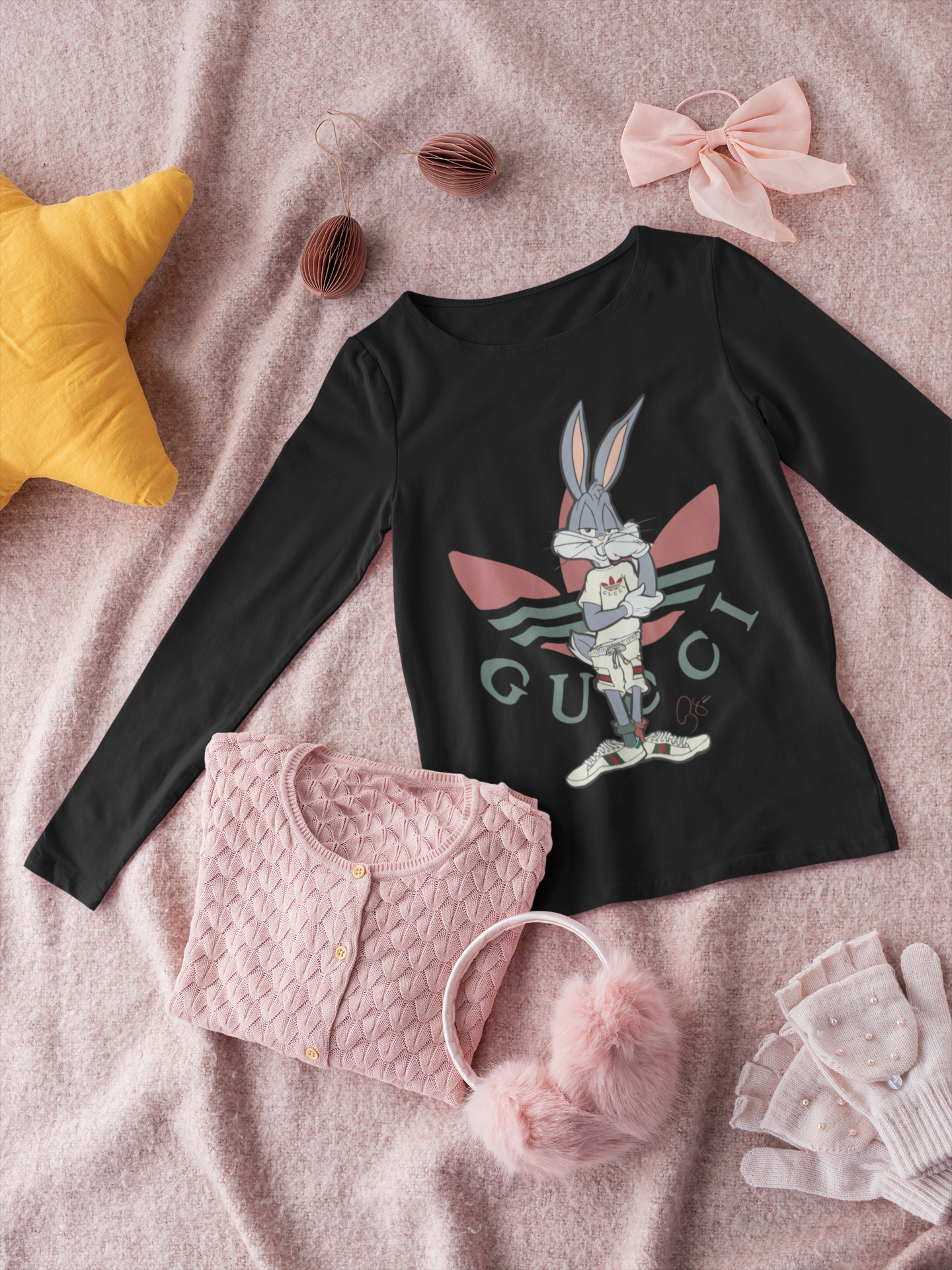 Детска блуза Young Buny — черна, 100% памук, размери 3-4г. до 11-12г. | SatModa
