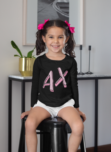 Детска блуза AX Pink черна — 100% памук, размери 3-4 г. до 11-12 г. | SatModa