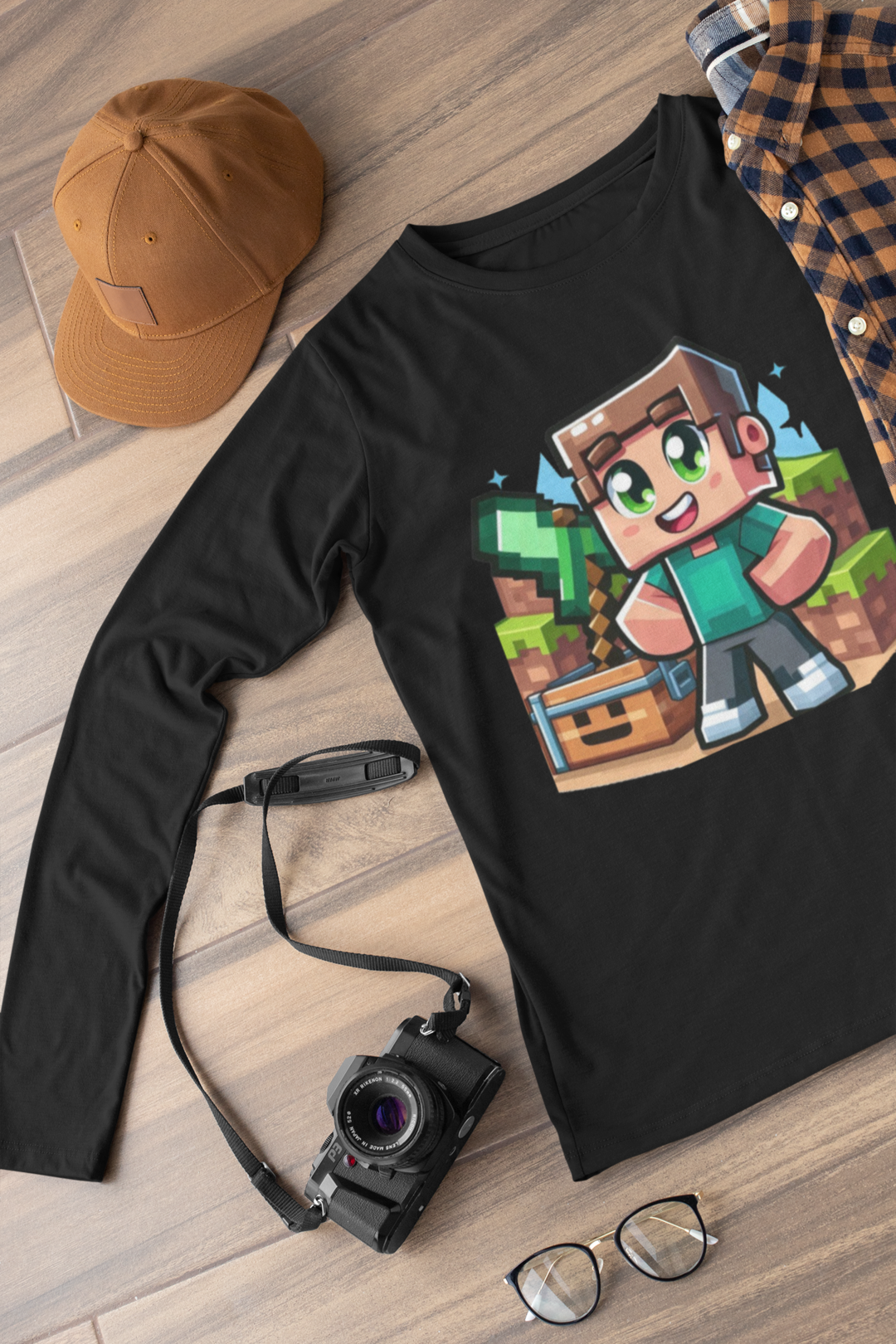 Детска блуза Minecraft Stiv черна — 100% памук, размери 3-4 г. до 11-12 г. | SatModa 