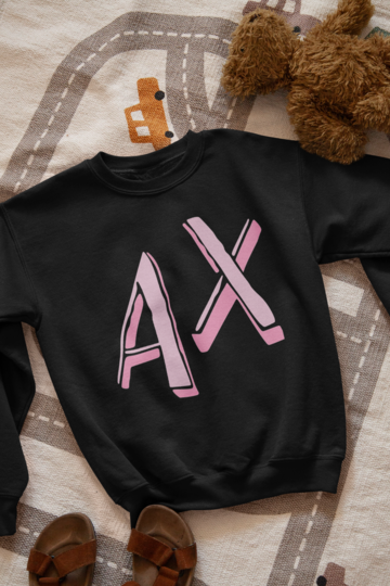 Ватирана детска блуза AX Pink черна — 100% памук, размери 4-5 г. до 14-16 г. | SatModa