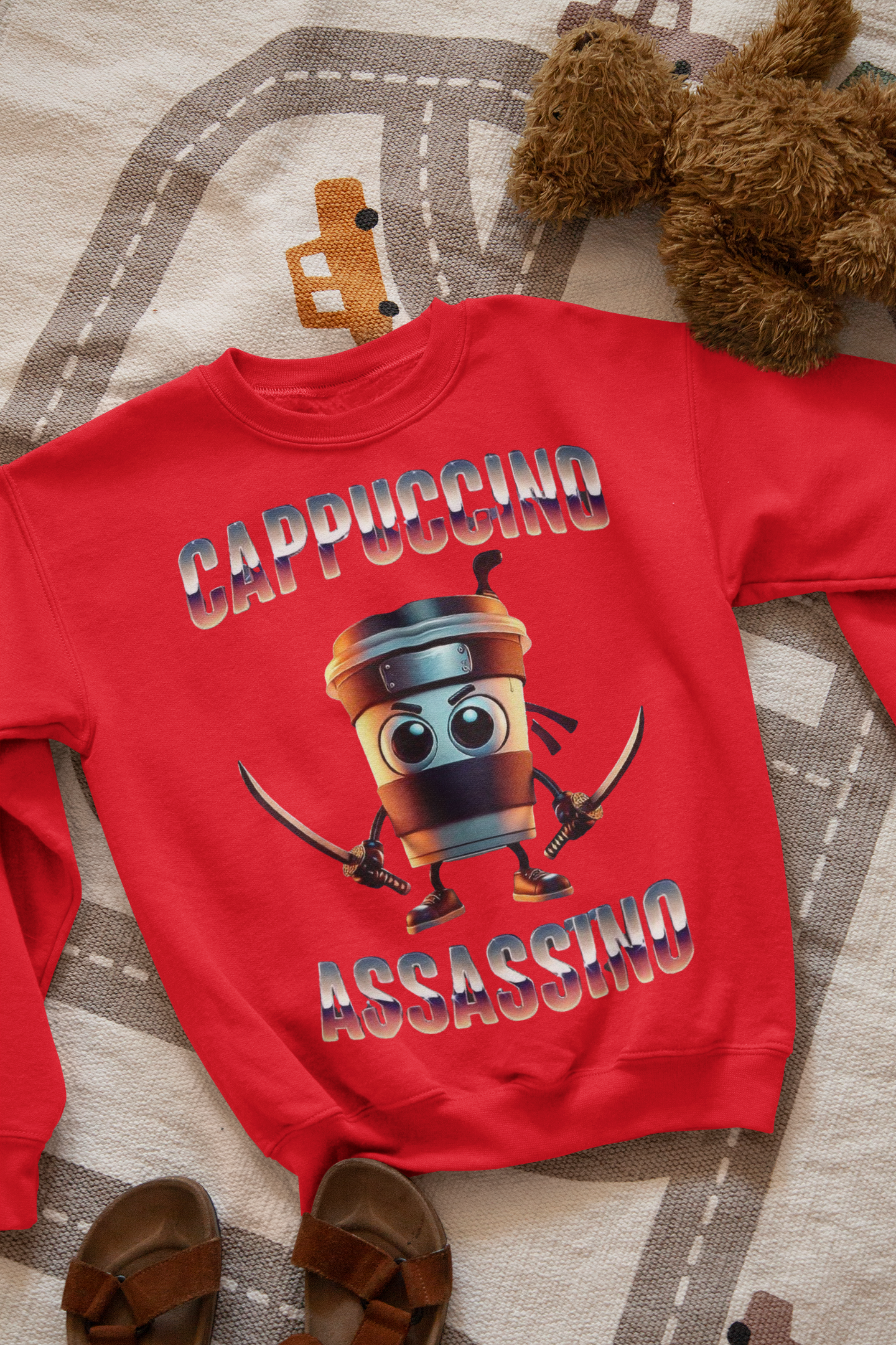Ватирана детска блуза Cappuccino Assassino — червено, 100% памук, размери 4-16г. | SatModa
