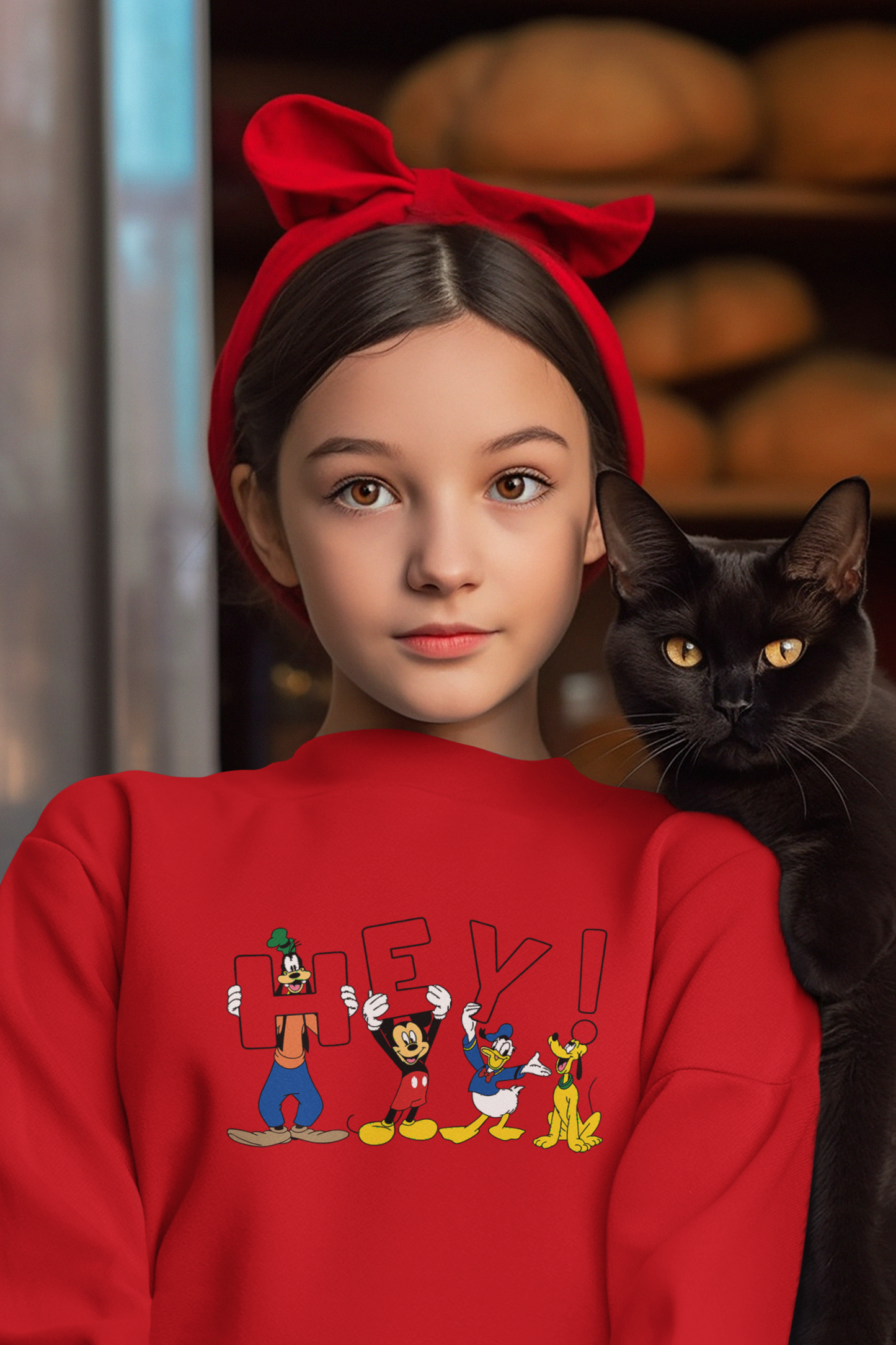 Ватирана детска блуза Hey — червено, 100% памук, размери 4-16г. | SatModa