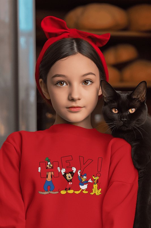 Ватирана детска блуза Hey — червено, 100% памук, размери 4-16г. | SatModa