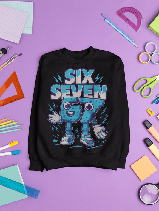 Ватирана детска блуза Six Seven — черно, 100% памук, размери 4-16г. | SatModa
