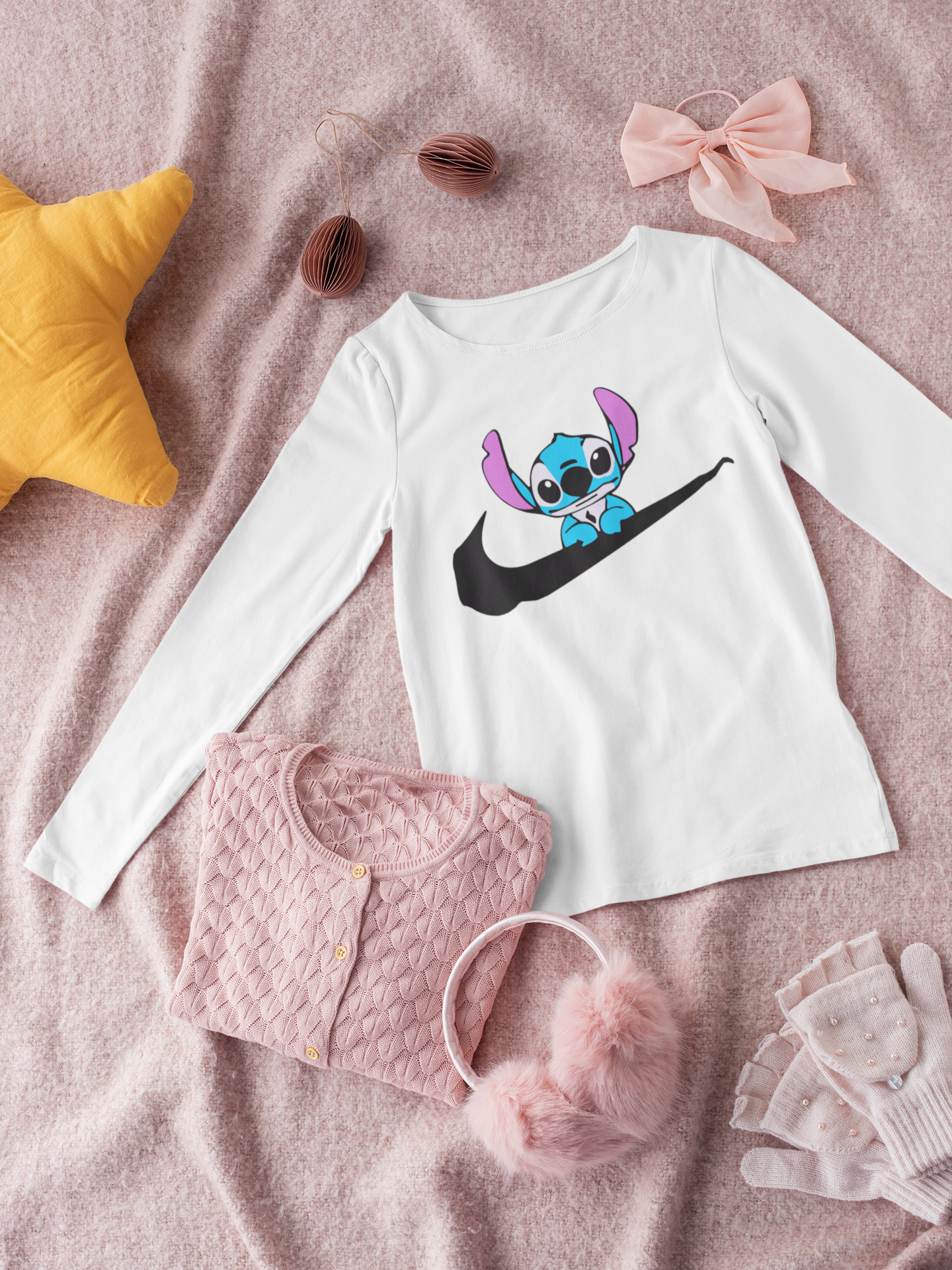 Детска блуза N Stitch — бяла, 100% памук, размери 3-4г. до 11-12г. | SatModa
