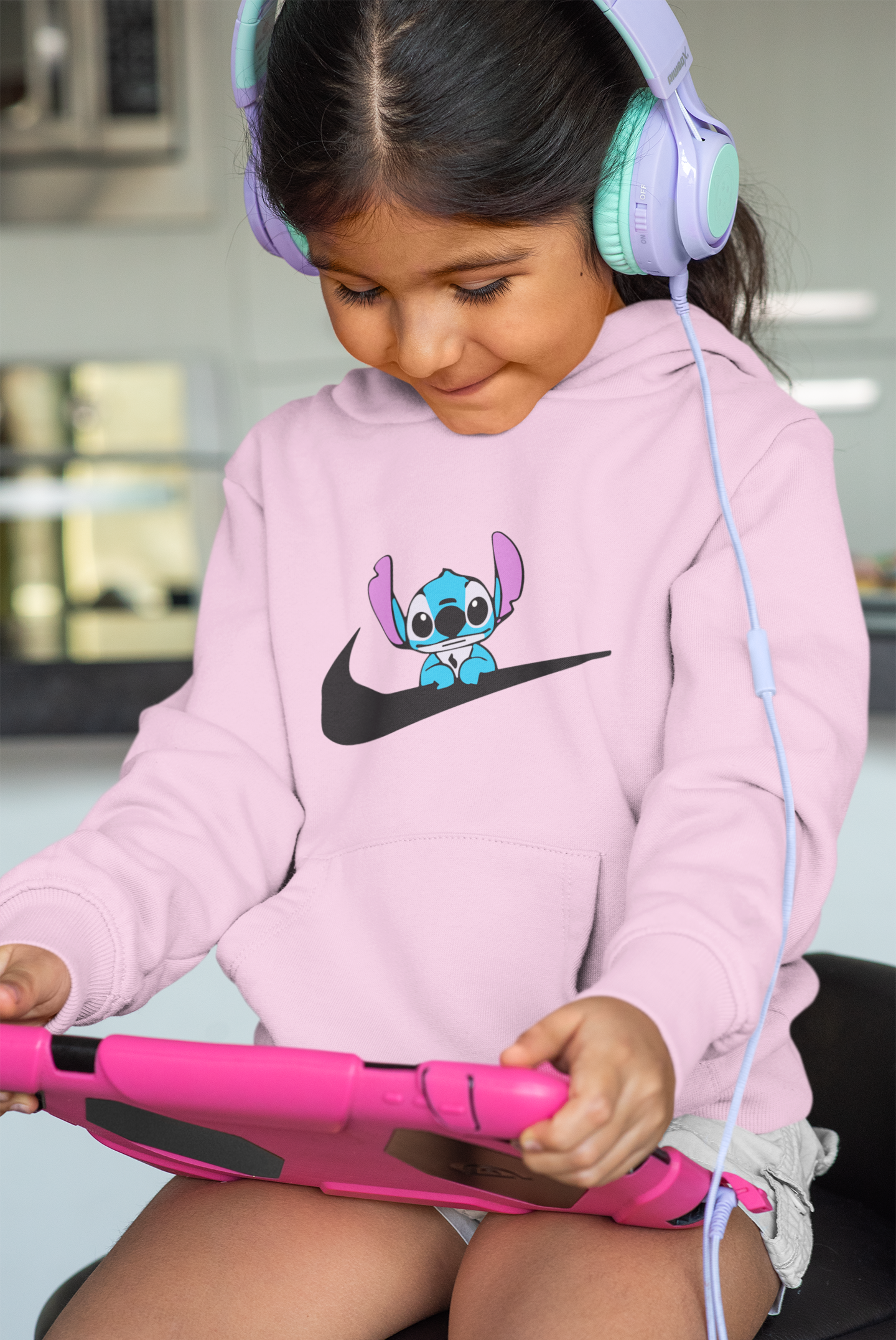 Детски суичър N Stitch розов | SatModa