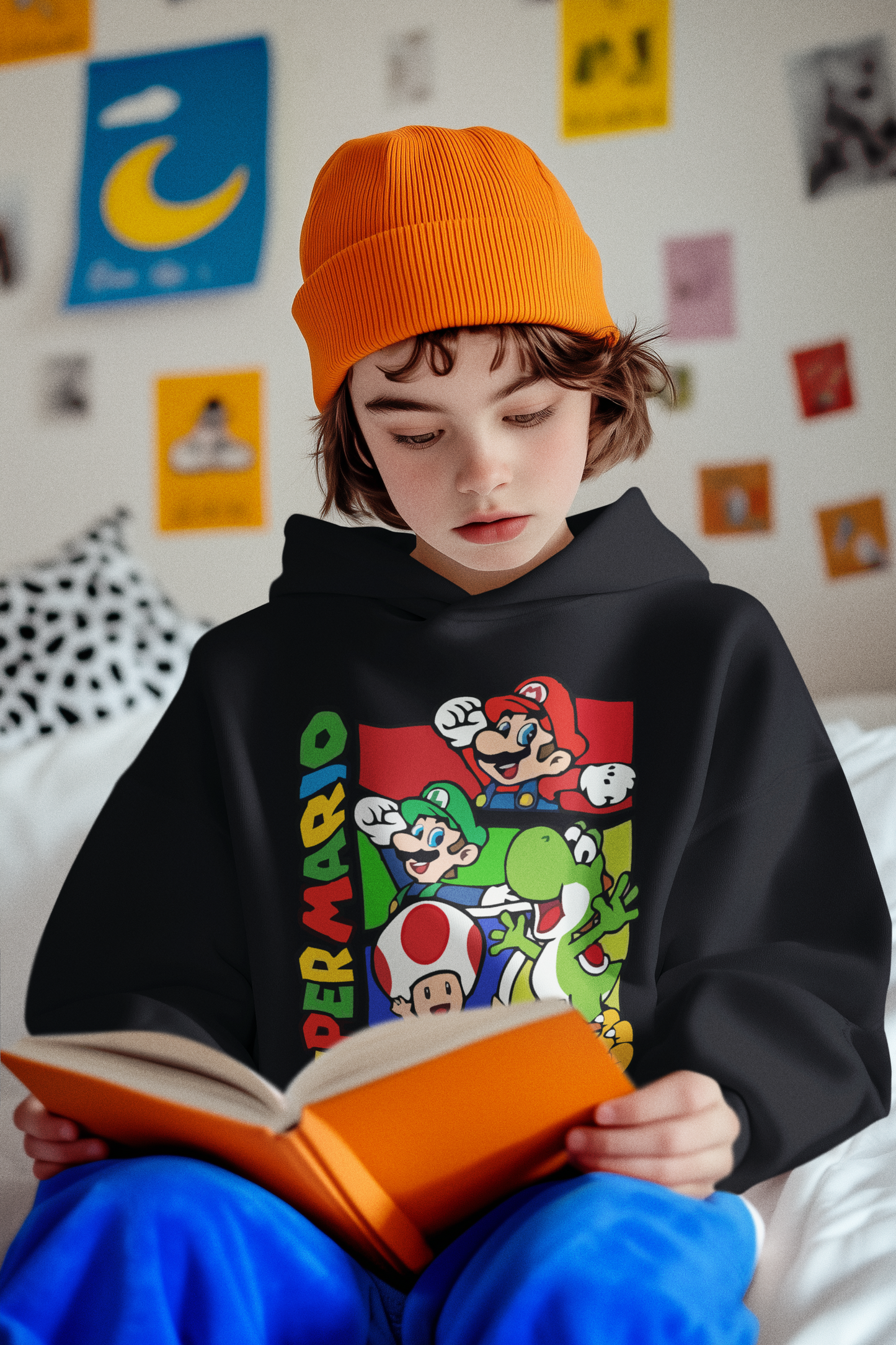 Детски суичър Super Mario Friends черен | SatModa
