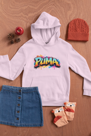 Детски суичър Puma Colore розов — 100% памук, качулка и кенгуру джоб, размери 8-9 г. до 14-16 г. | SatModa 