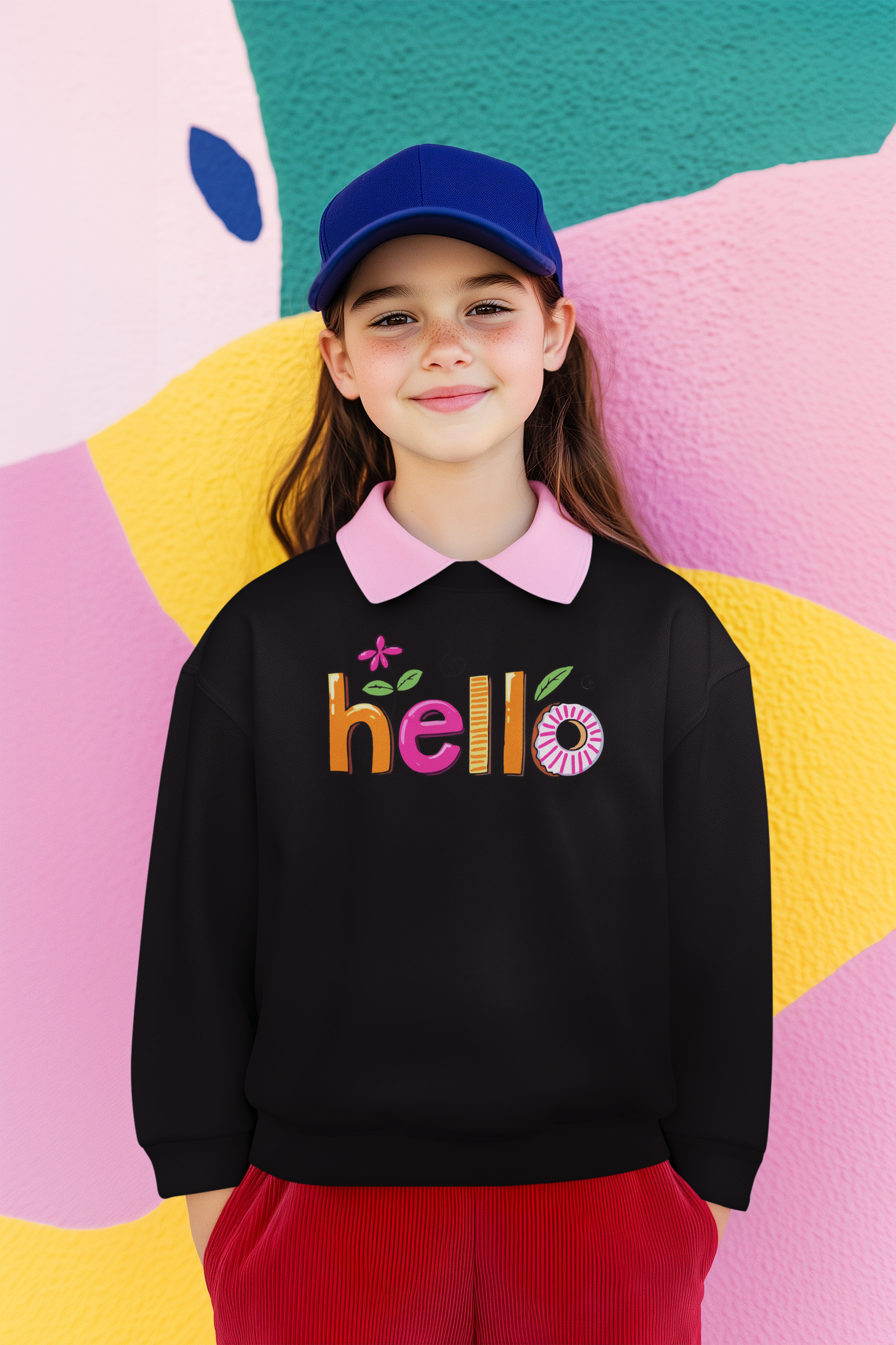 Ватирана Детска Блуза Hello Colors - Черна