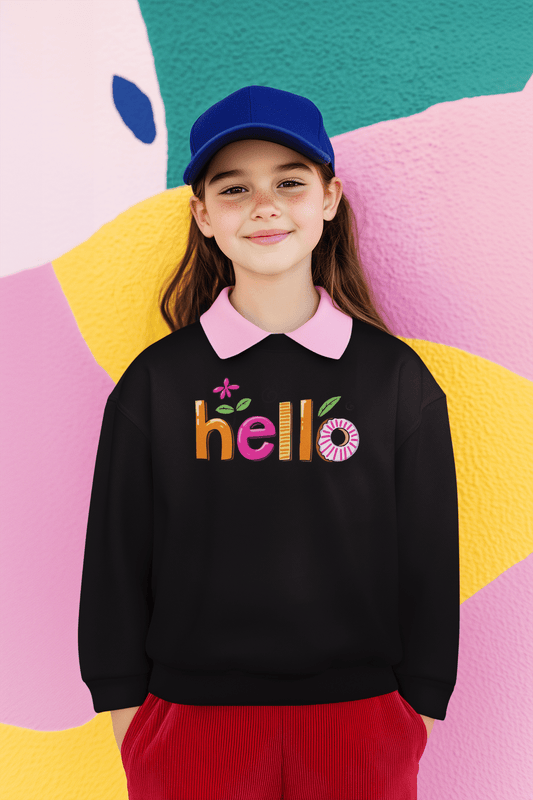 Ватирана Детска Блуза Hello Colors - Черна