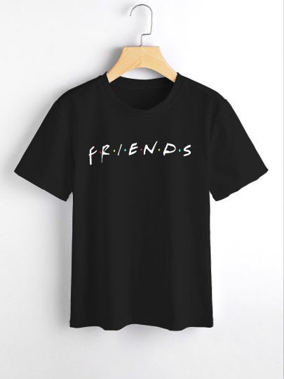 Дамска тениска Friends черна — свободна кройка | SatModa