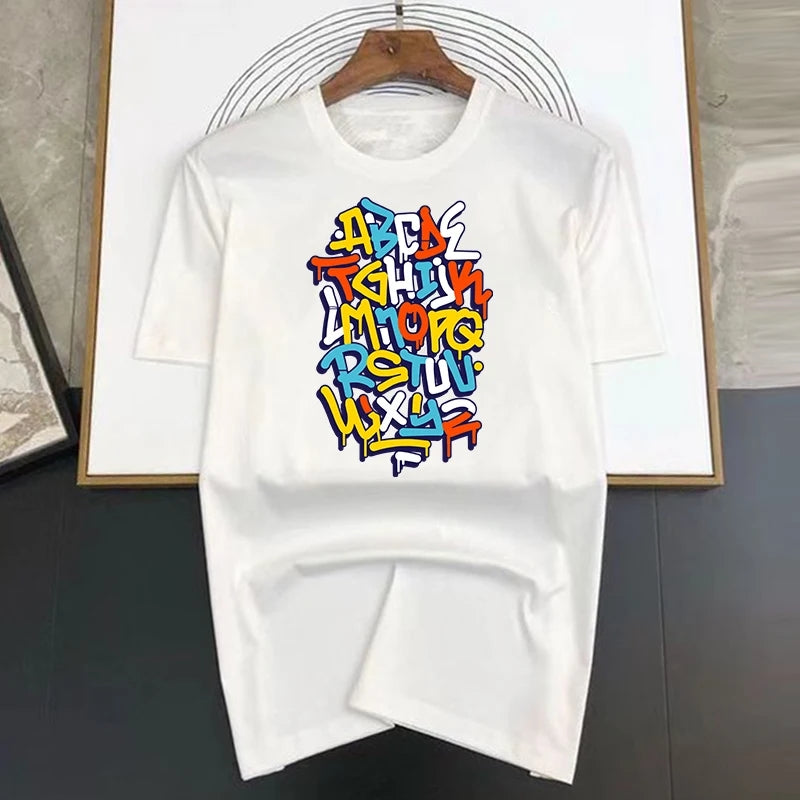 Мъжка тениска Alphabet — 100% памук, свободна кройка, размери S-3XL | SatModa