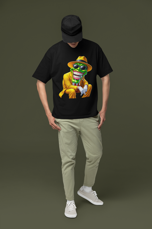 Мъжка тениска Oversize The Mask — черно, 100% памук, oversize кройка | SatModa