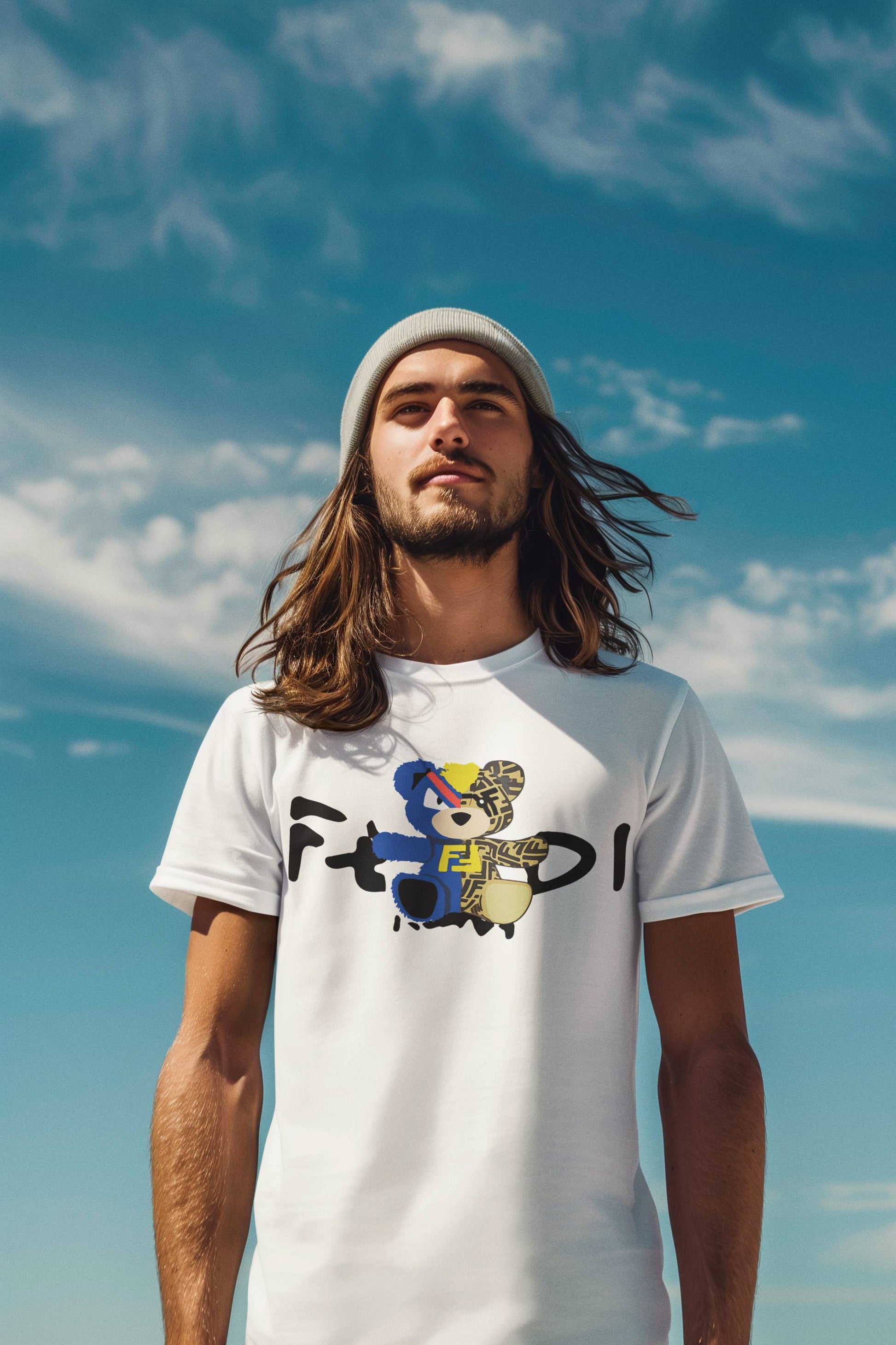 Мъжка тениска Fedi — бяла, 100% памук, размери S-3XL | SatModa
