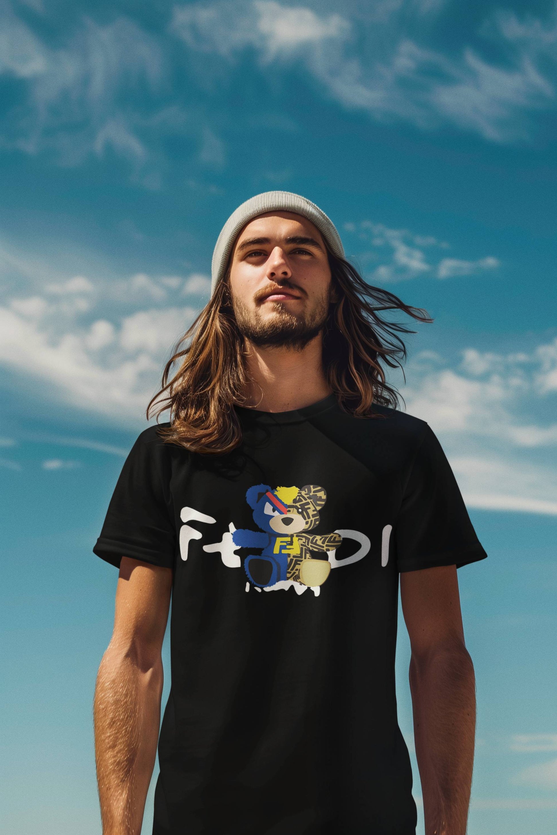 Мъжка тениска Fedi — черна, 100% памук, размери S-3XL | SatModa