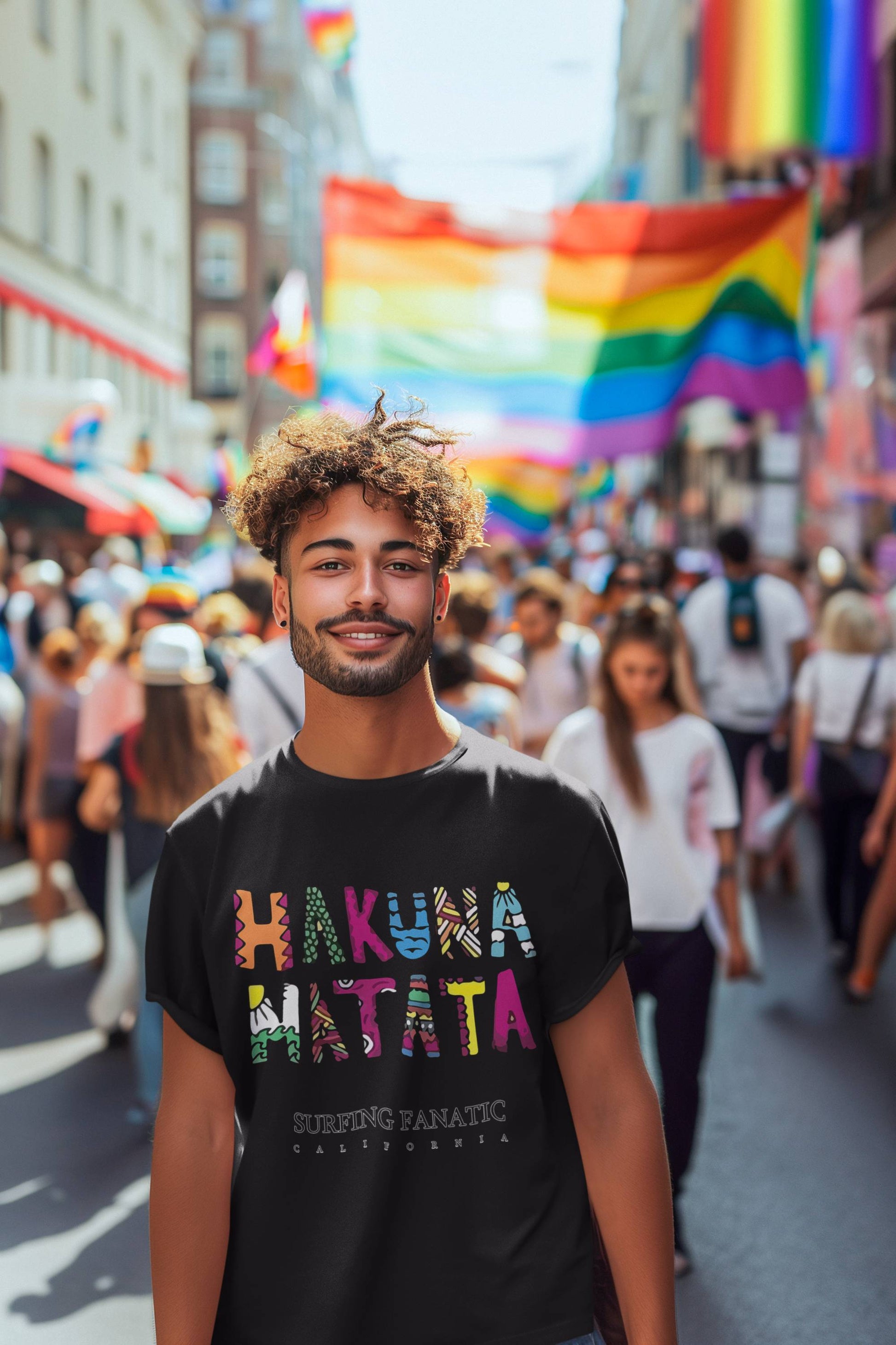 Мъжка тениска Hakuna Matata — черна, 100% памук, размери S-3XL | SatModa