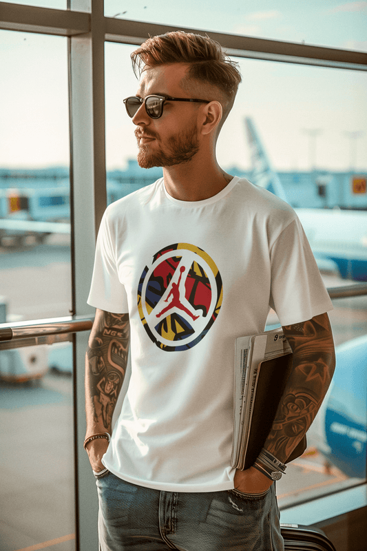 Мъжка тениска Jump — бяла, 100% памук, размери S-3XL | SatModa