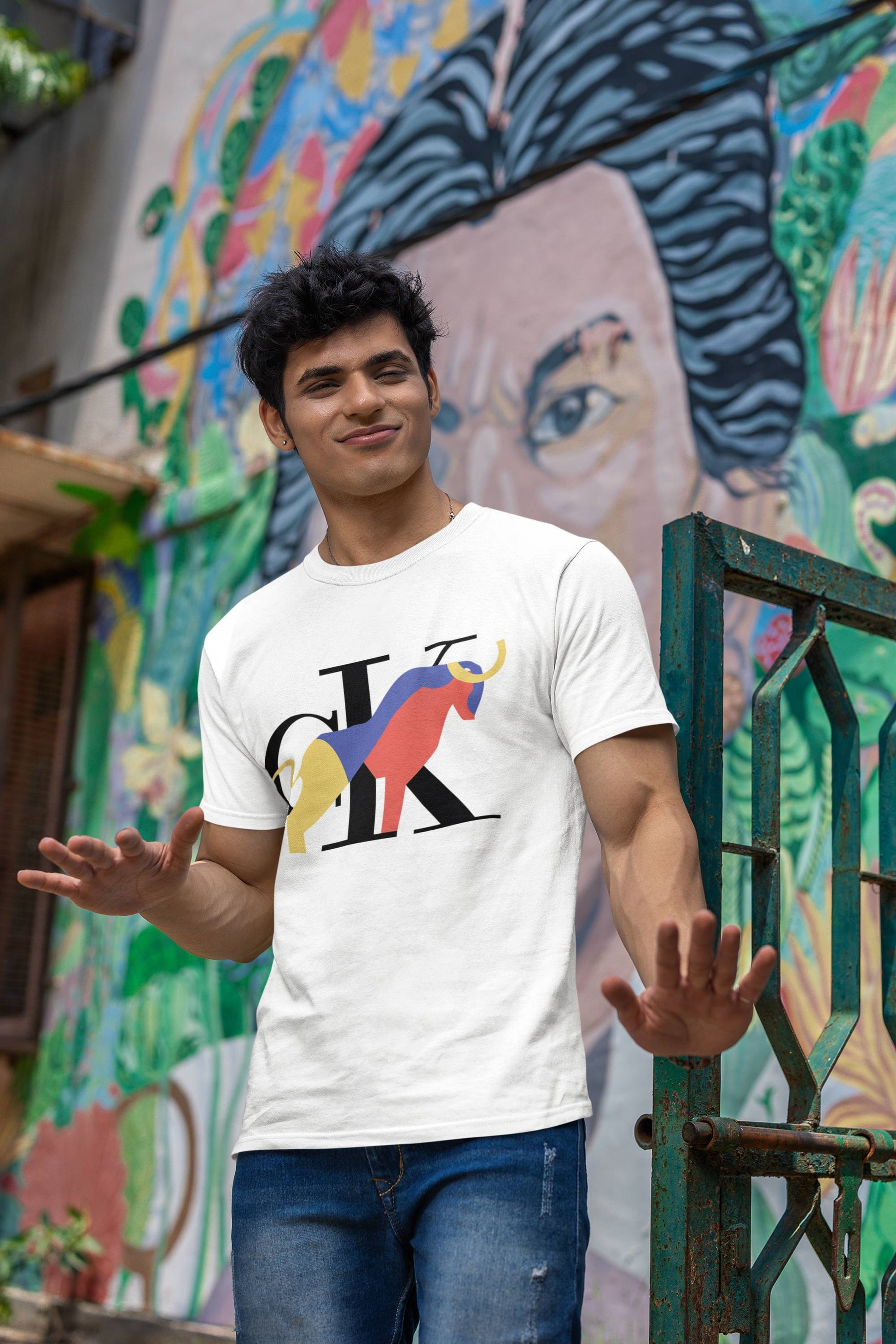 Мъжка тениска Kc — бяла, 100% памук, размери S-3XL | SatModa