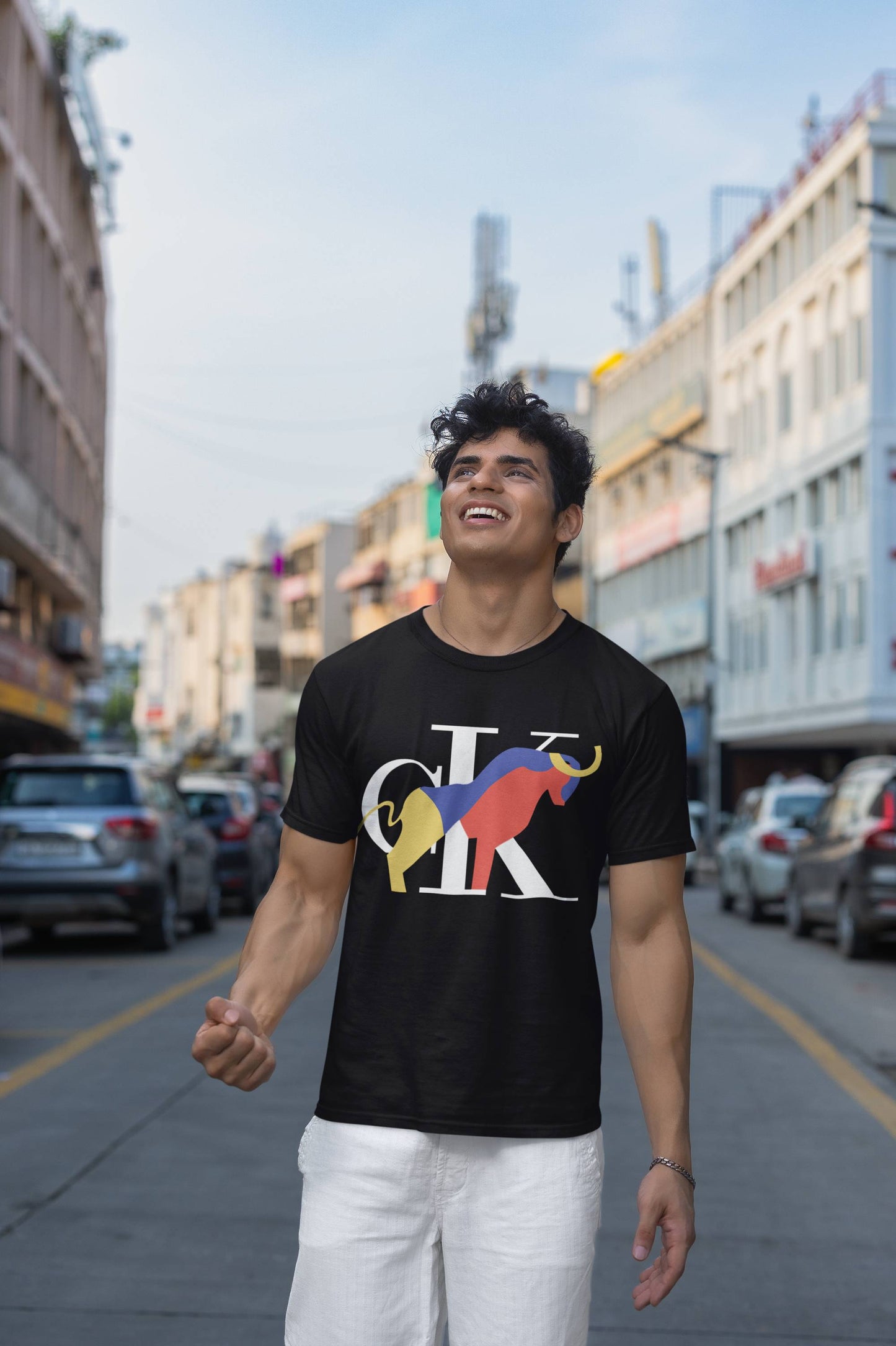 Мъжка тениска Kc — черна, 100% памук, размери S-3XL | SatModa