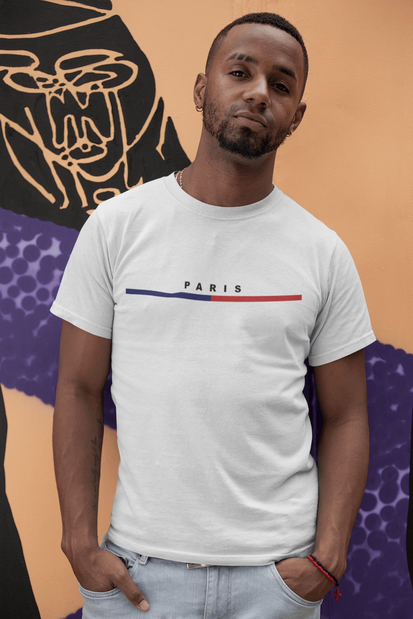 Мъжка тениска Paris — бяла, 100% памук, размери S-3XL | SatModa