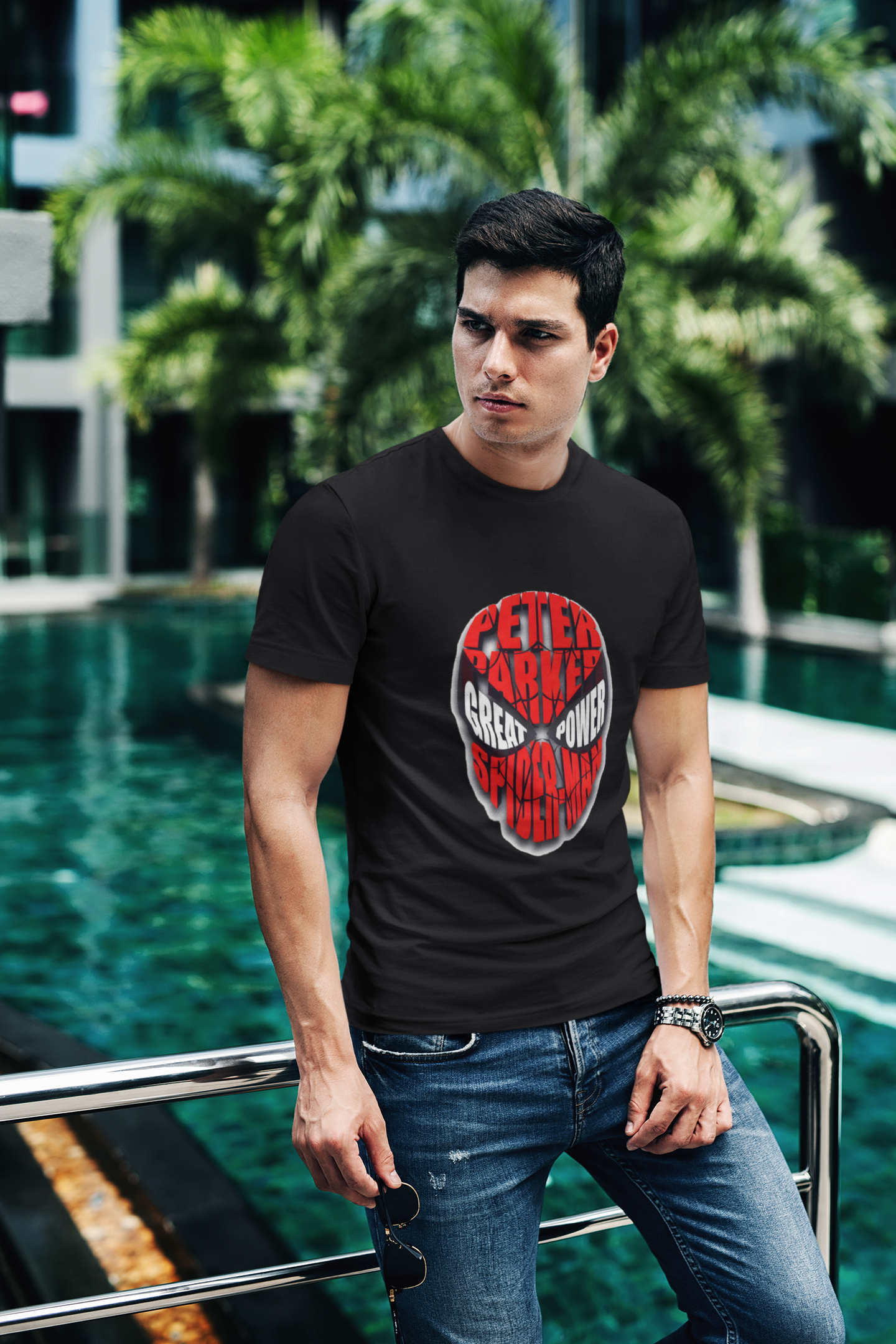 Мъжка тениска Peter Parker — черна, 100% памук, размери S-3XL | SatModa
