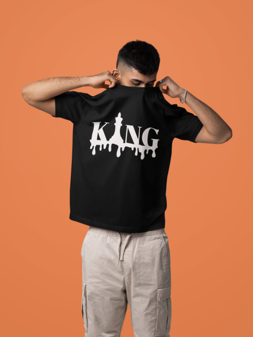 Мъжка тениска Oversize King черна — 100% памук, размери S-XXL | SatModa